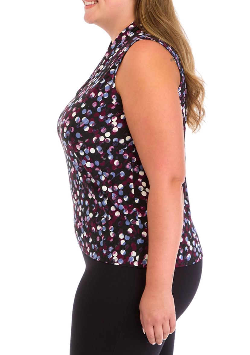 Plus Size Printed Triple Pleat Top
