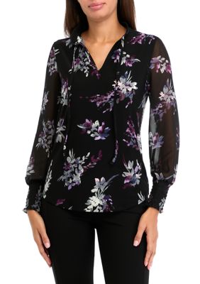 Calvin Klein Womens Plus Mixed Media Blouse Black Size 2x