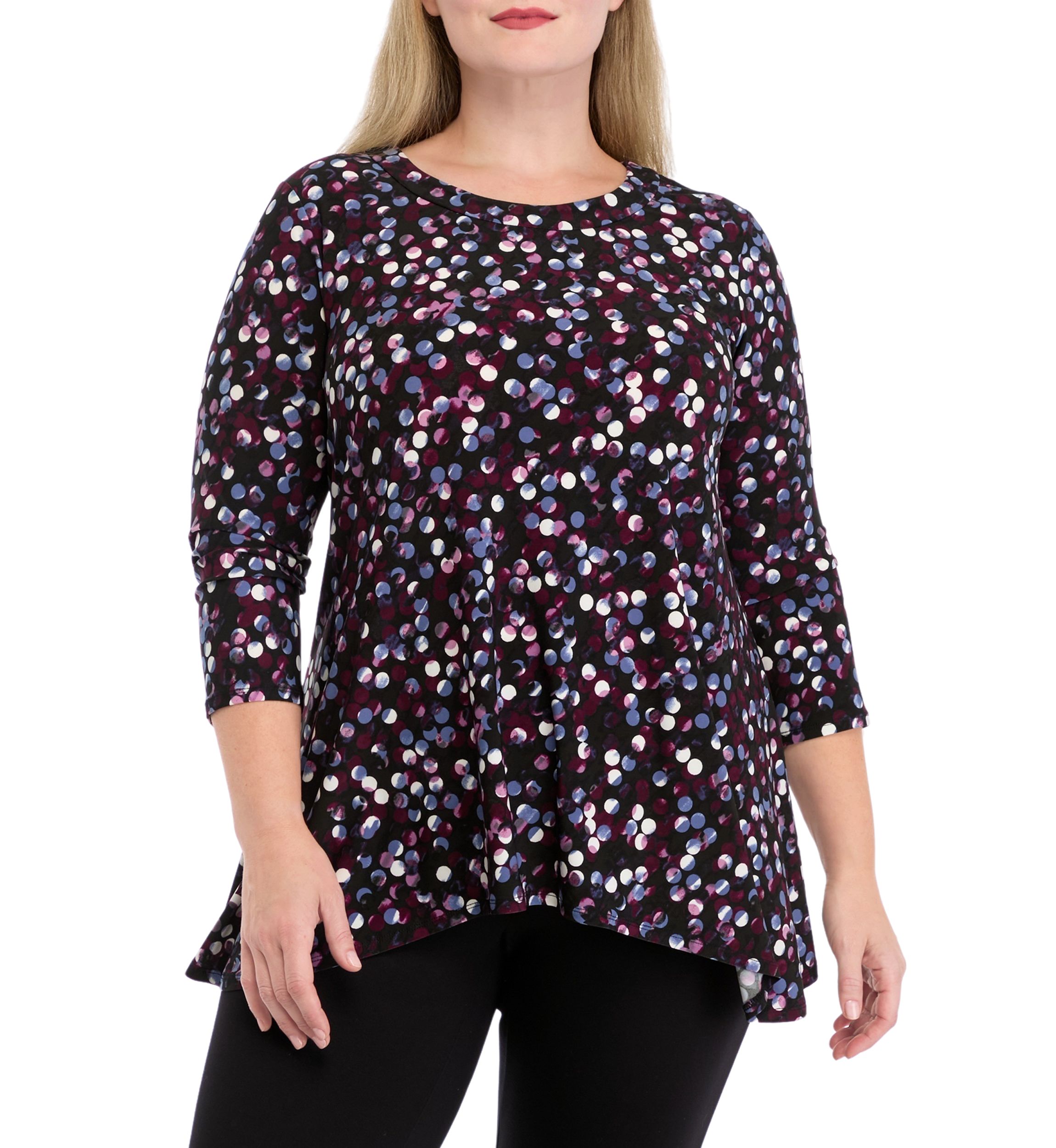 Plus Size Printed Sharkbite Top with 3/4 Sleeves