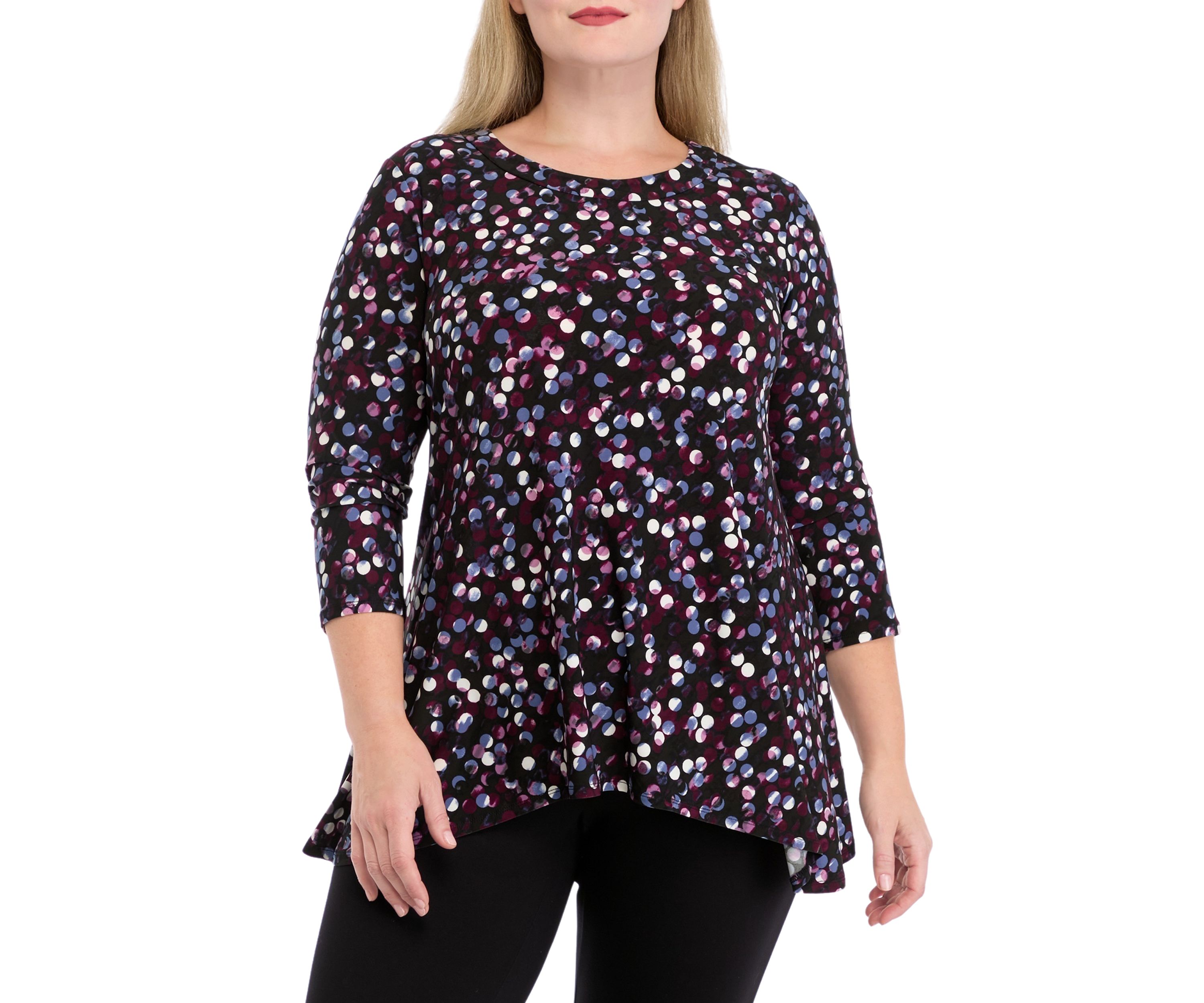 Plus Size Printed Sharkbite Top with 3/4 Sleeves
