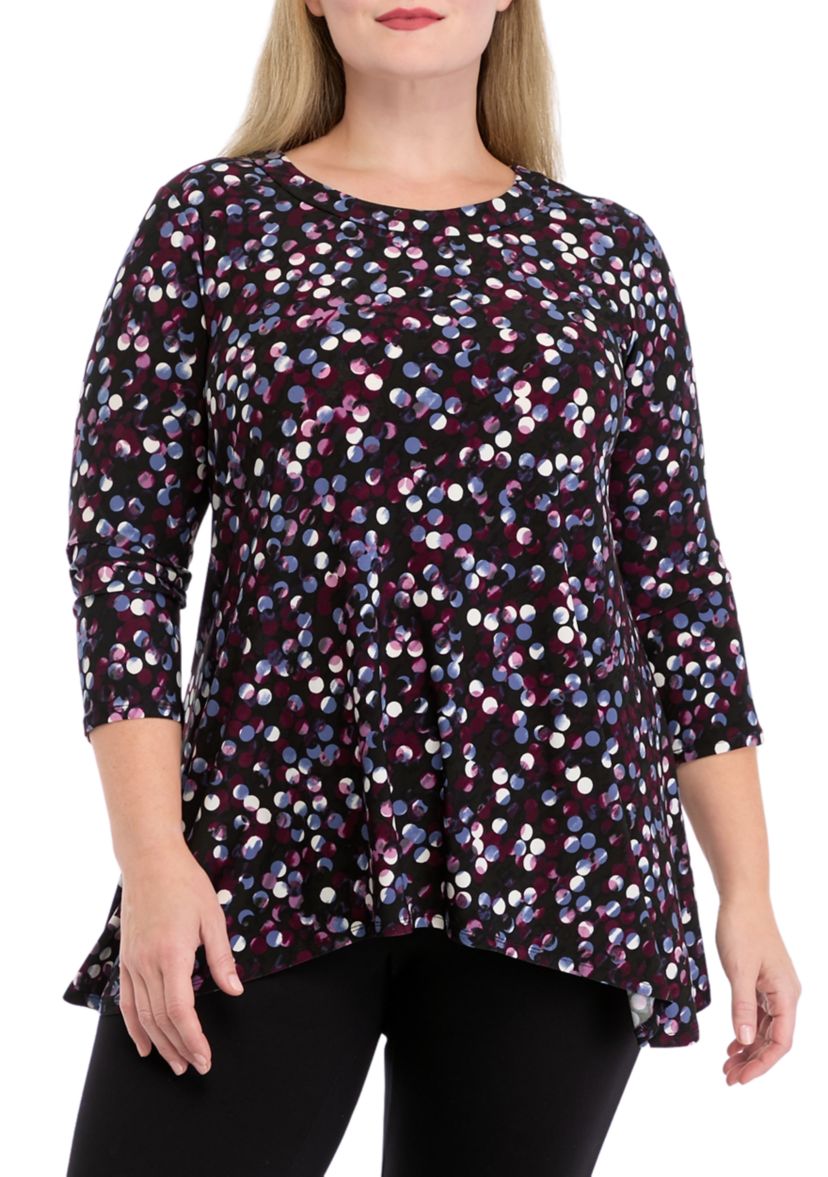 Plus Size Printed Sharkbite Top with 3/4 Sleeves