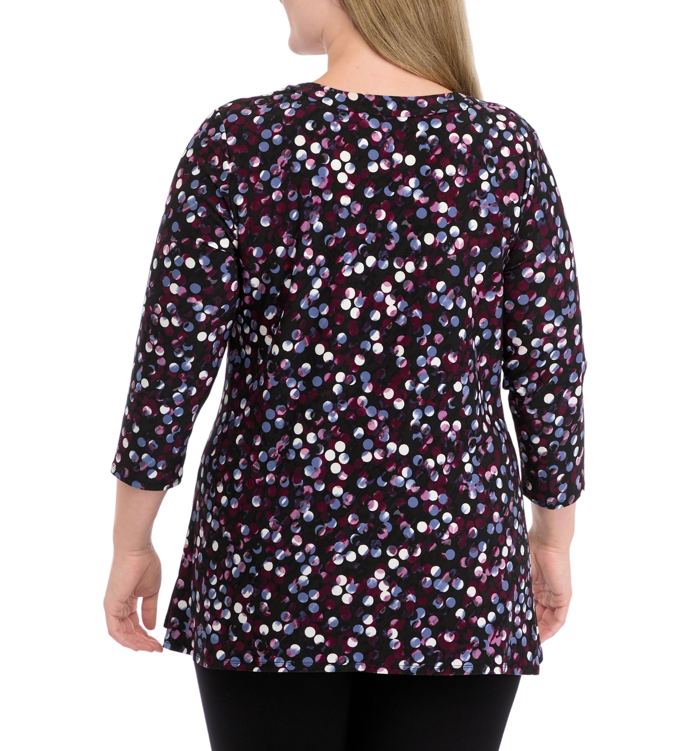 Plus Size Printed Sharkbite Top with 3/4 Sleeves
