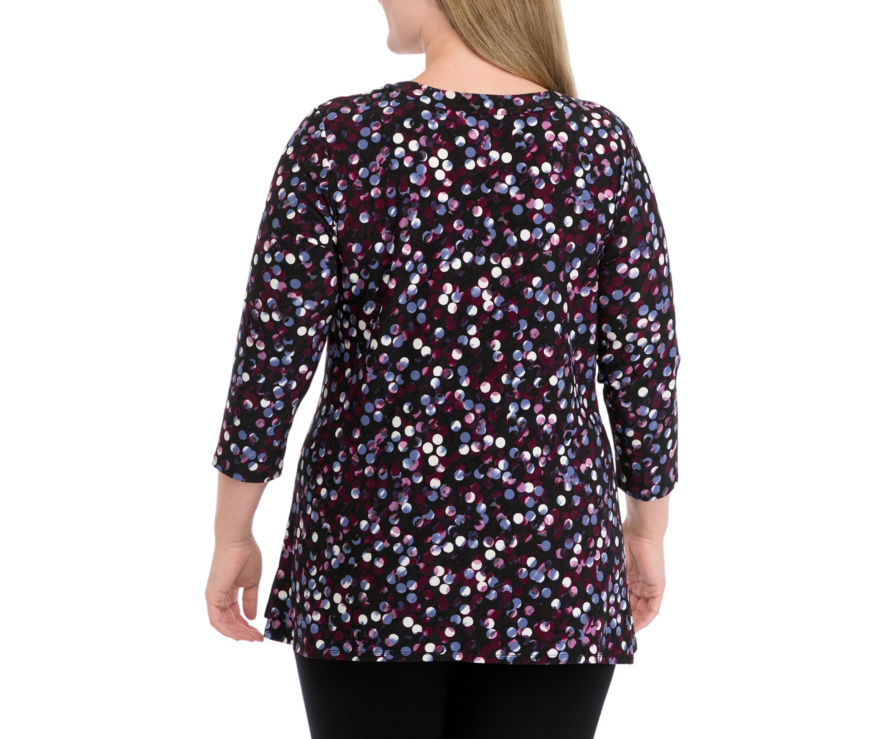 Plus Size Printed Sharkbite Top with 3/4 Sleeves