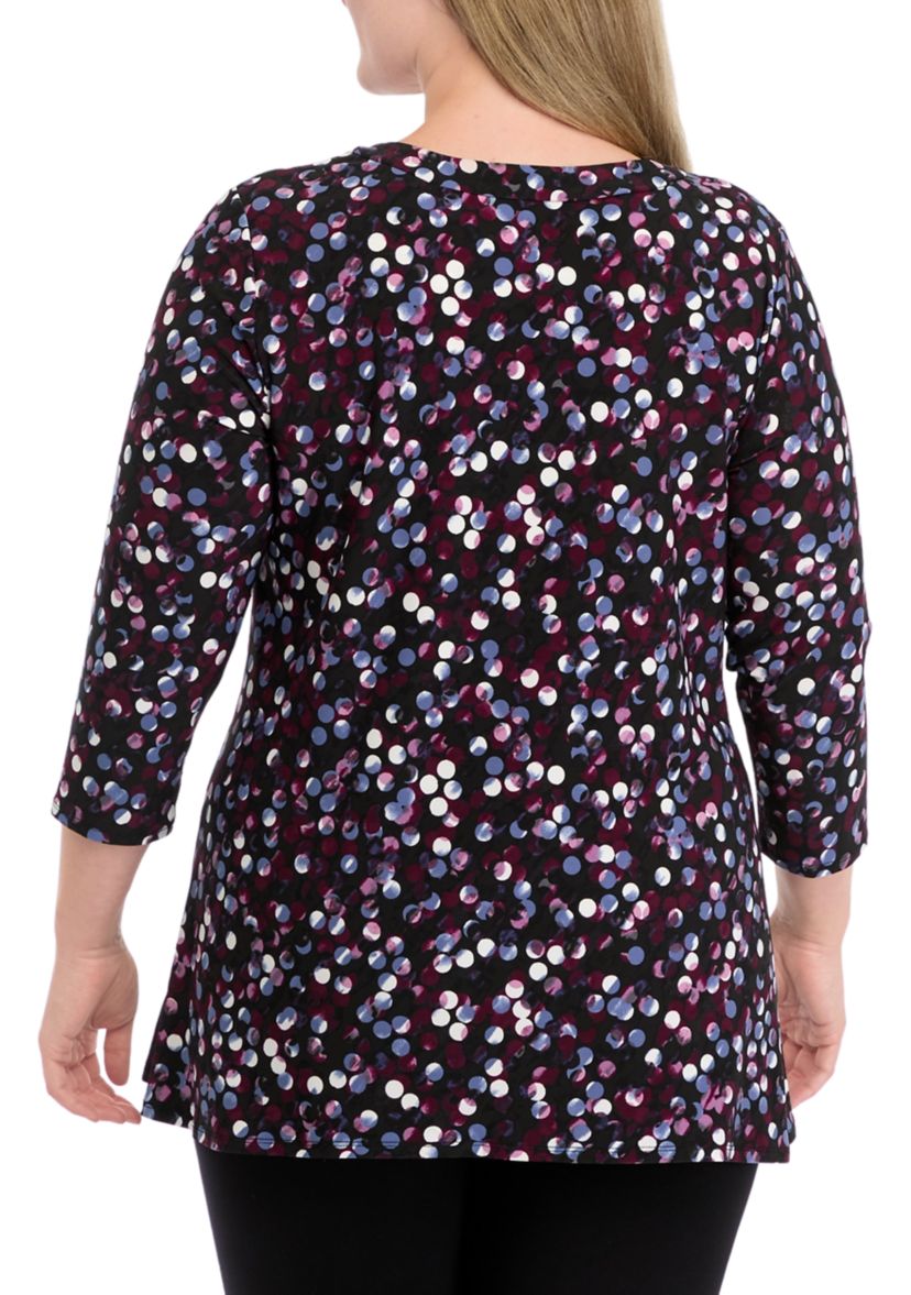 Plus Size Printed Sharkbite Top with 3/4 Sleeves