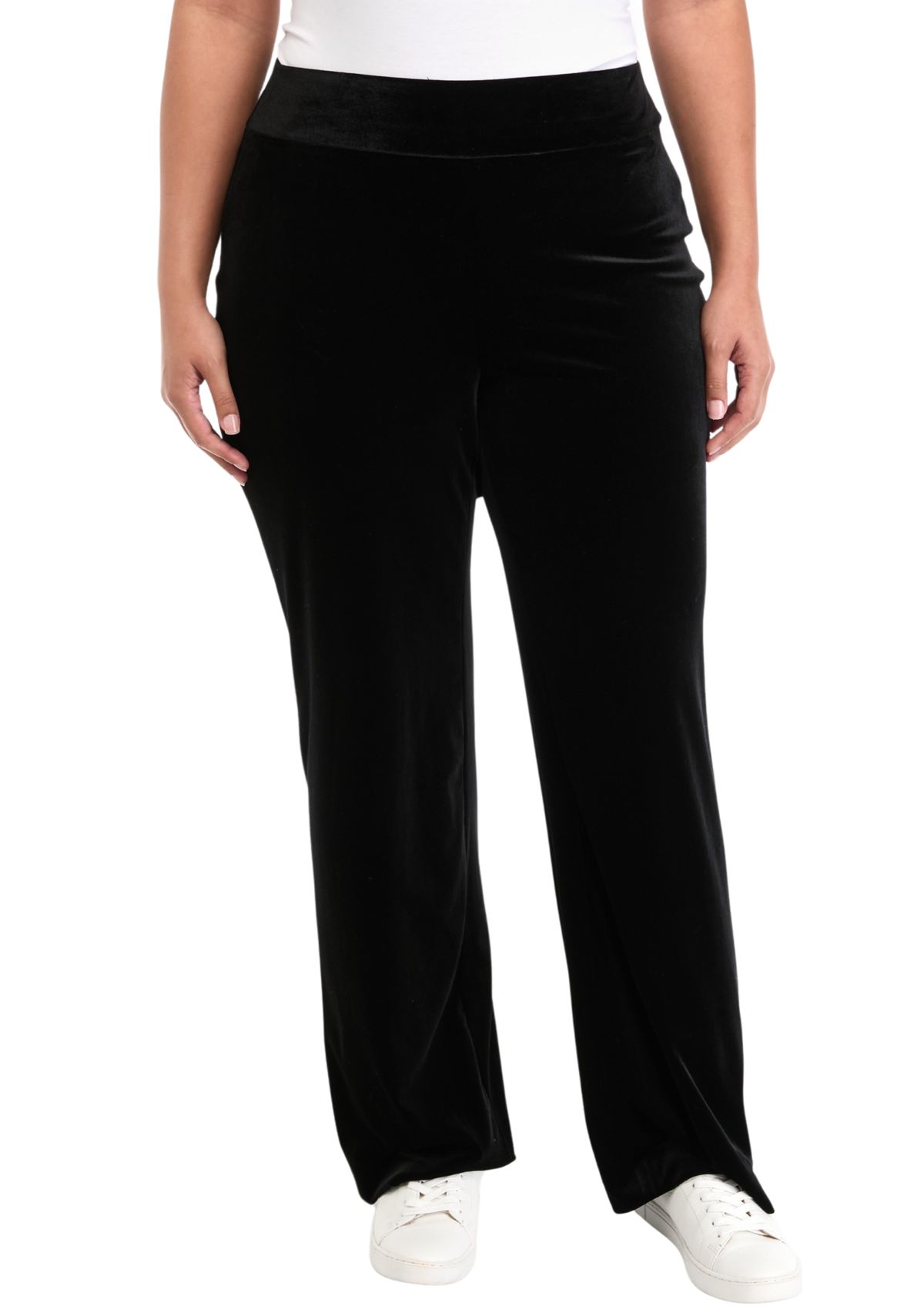Plus Size Wide Leg Velour Pants 