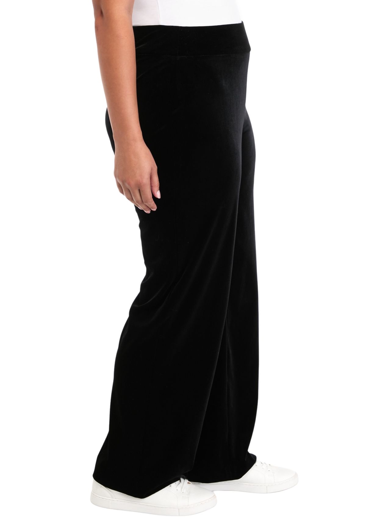 Plus Size Wide Leg Velour Pants 