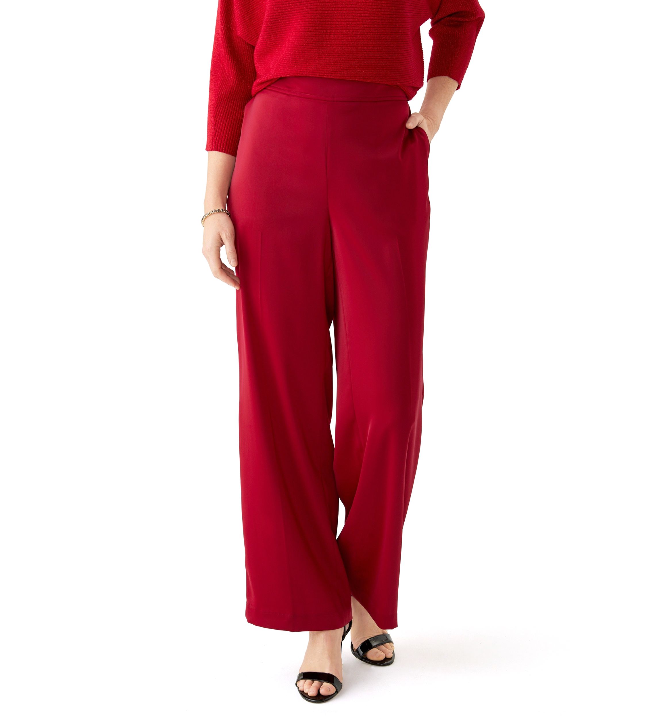 Womens Wide Leg Satin Trousers