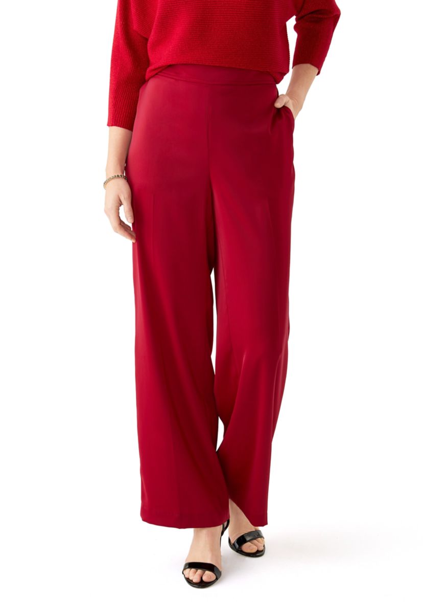 Womens Wide Leg Satin Trousers