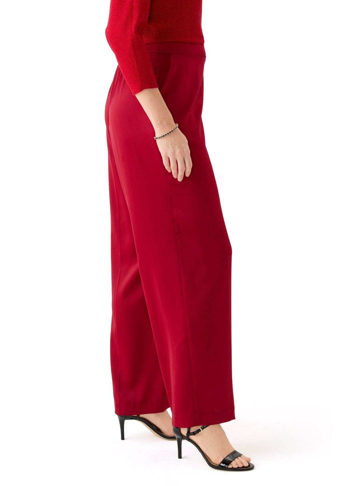 Womens Wide Leg Satin Trousers