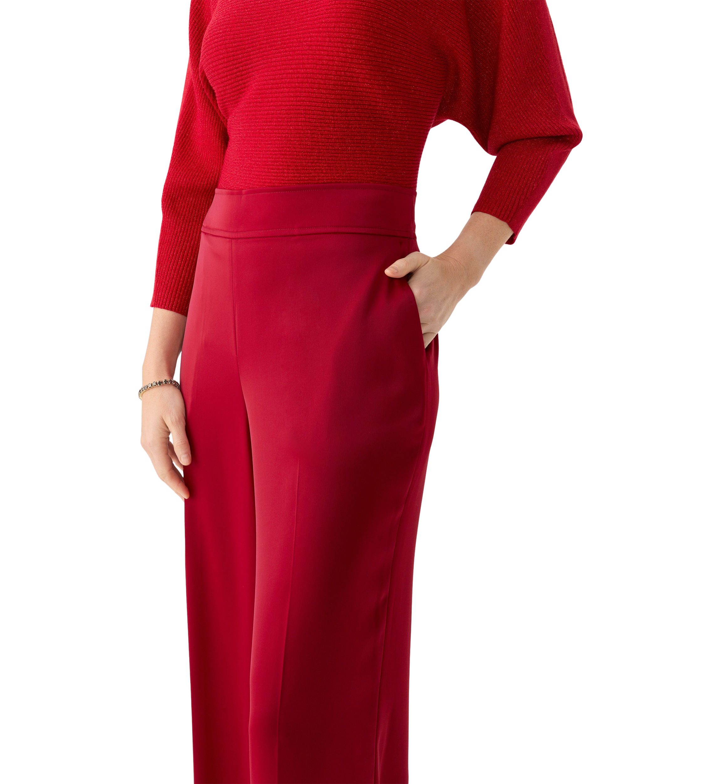 Womens Wide Leg Satin Trousers