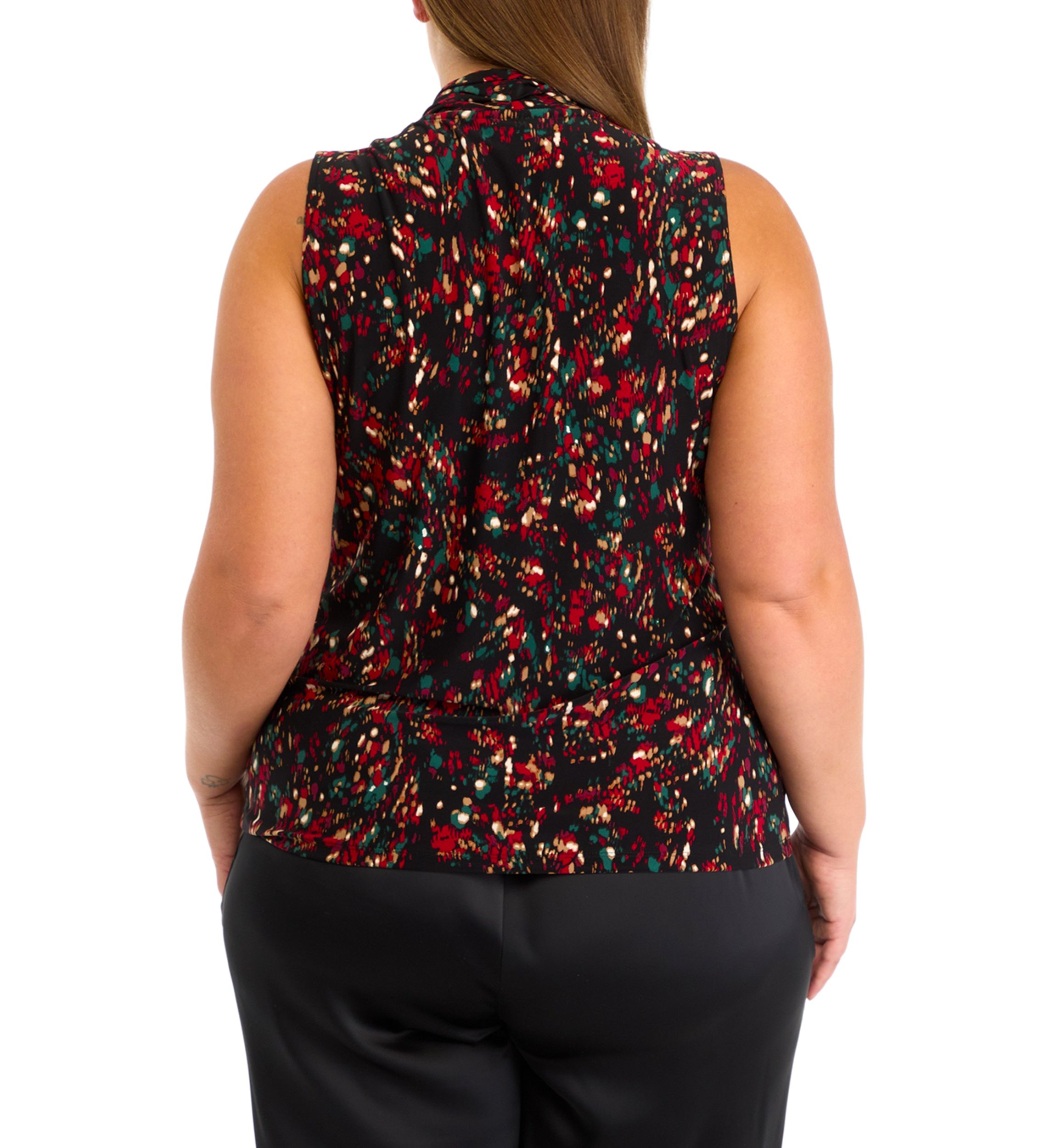 Plus Size Printed Triple Pleated Blouse