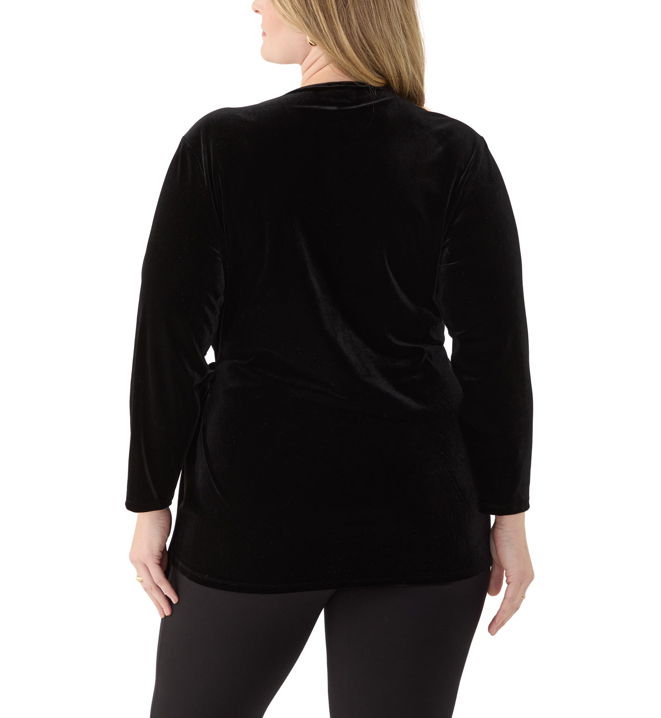Plus Size 3/4 Sleeve Velour Wrap Top 