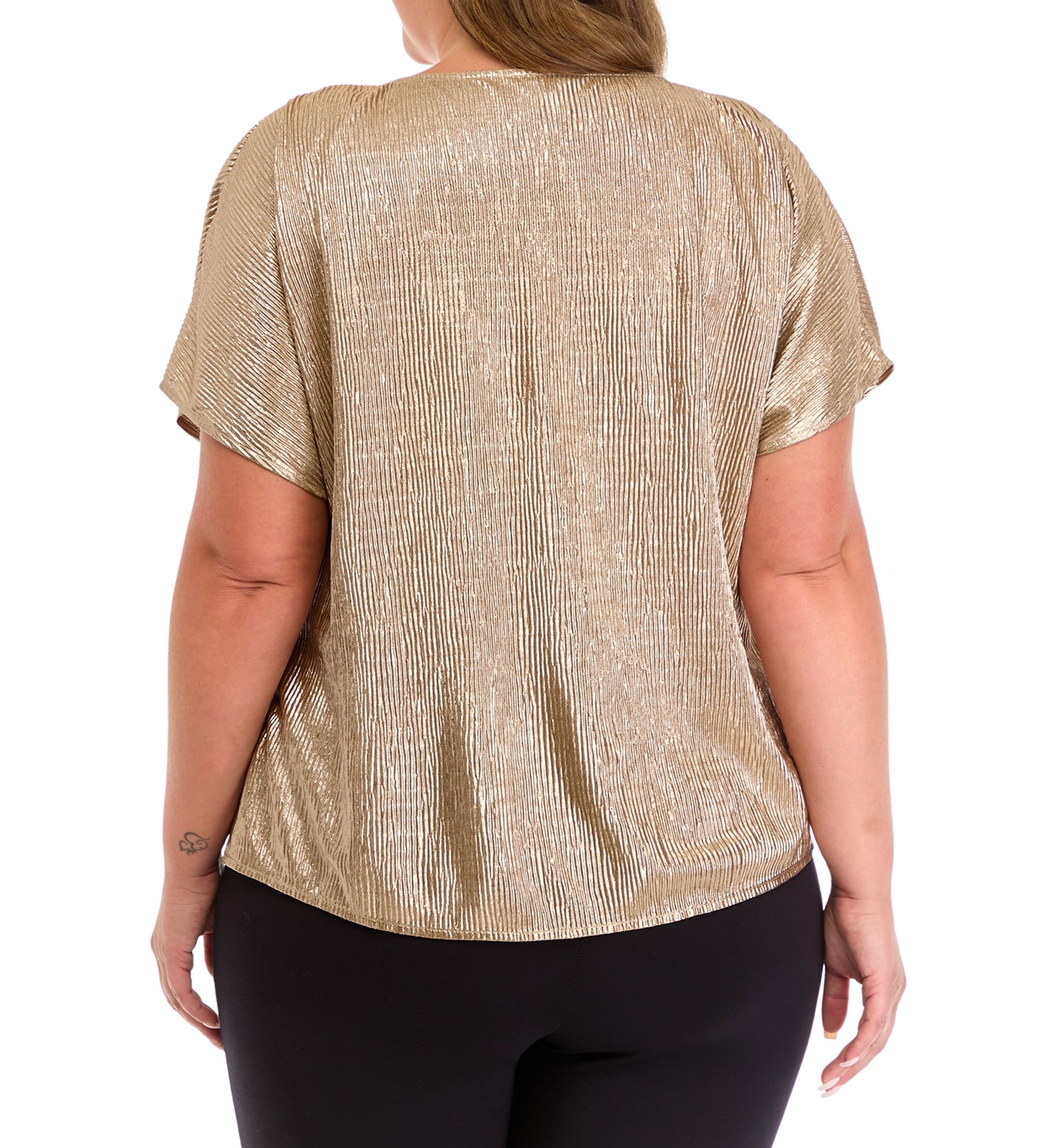 Plus Size Plisse Knit Shimmer Top