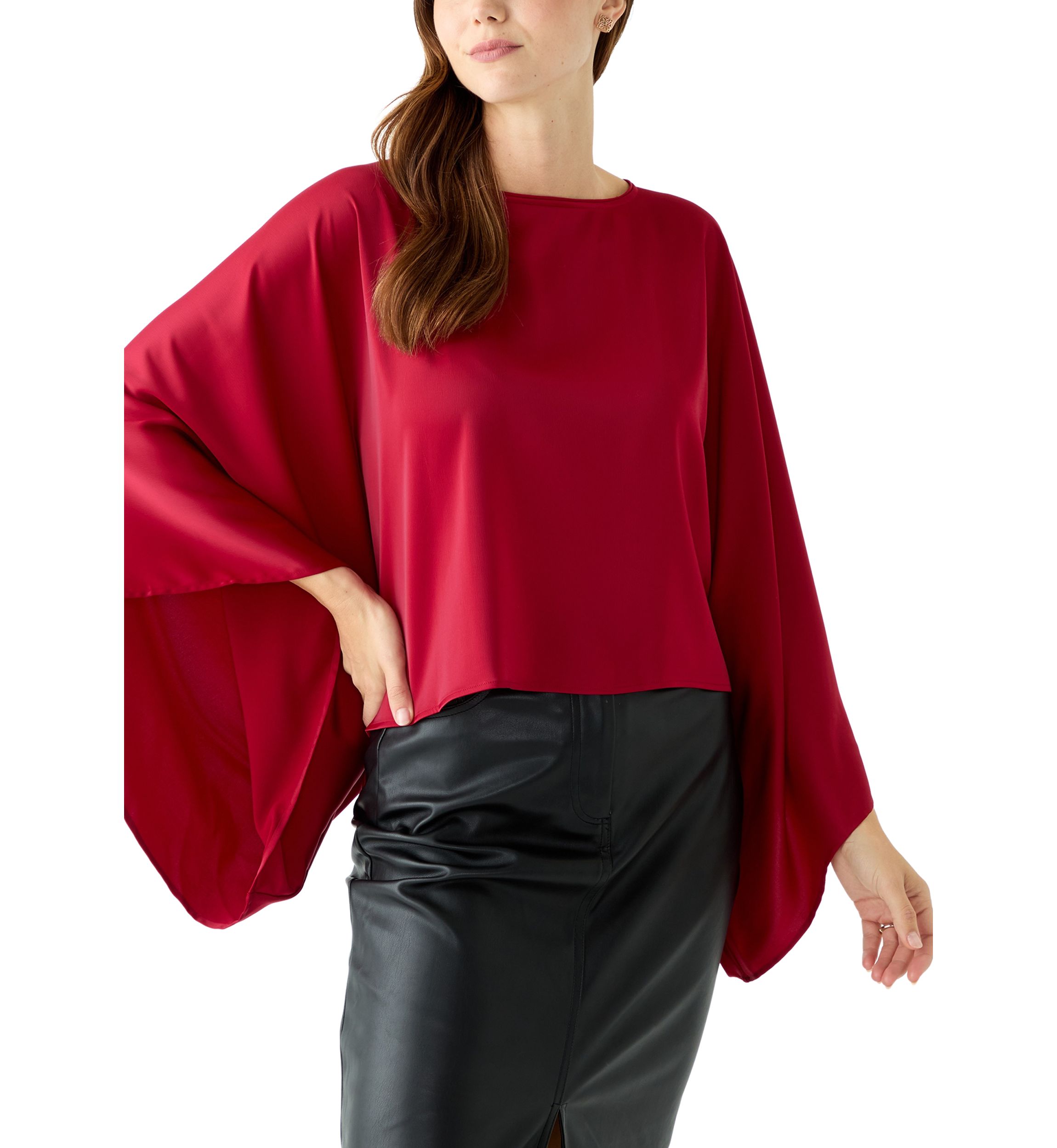 Womens Long Dolman Cape Sleeve Blouse