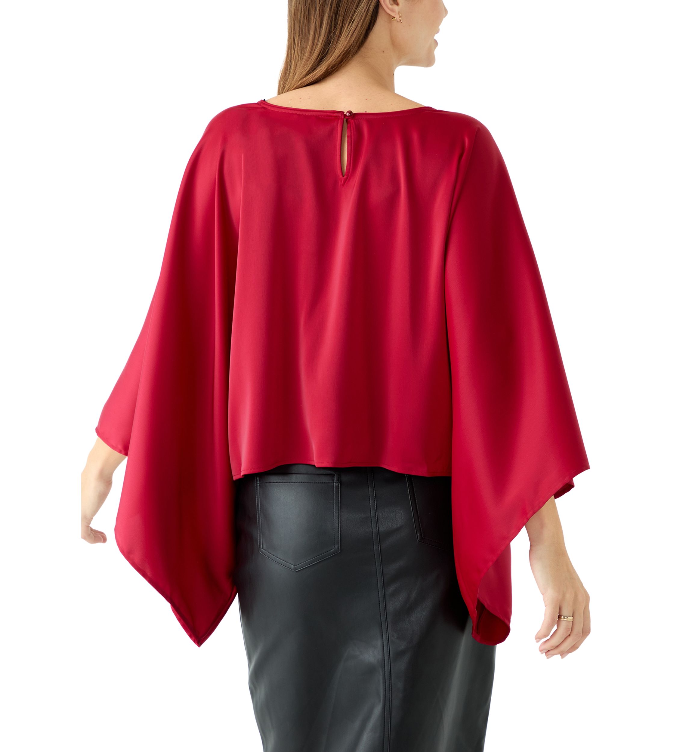 Womens Long Dolman Cape Sleeve Blouse
