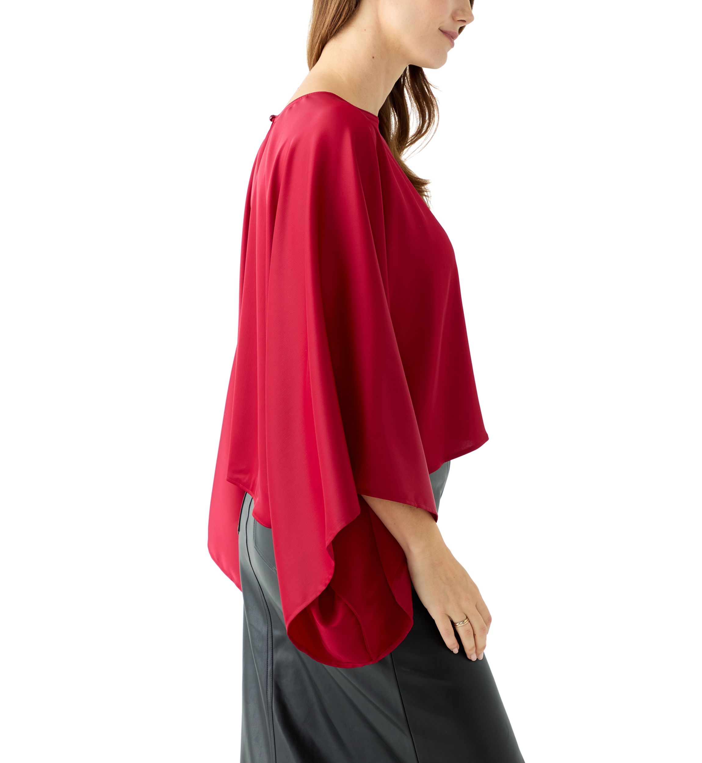 Womens Long Dolman Cape Sleeve Blouse