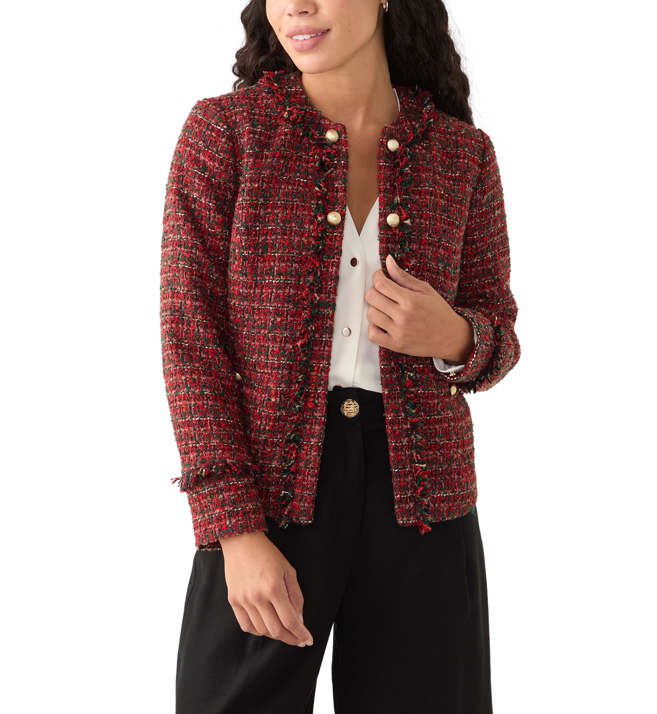 Petite Tweed Kissing Front Blazer