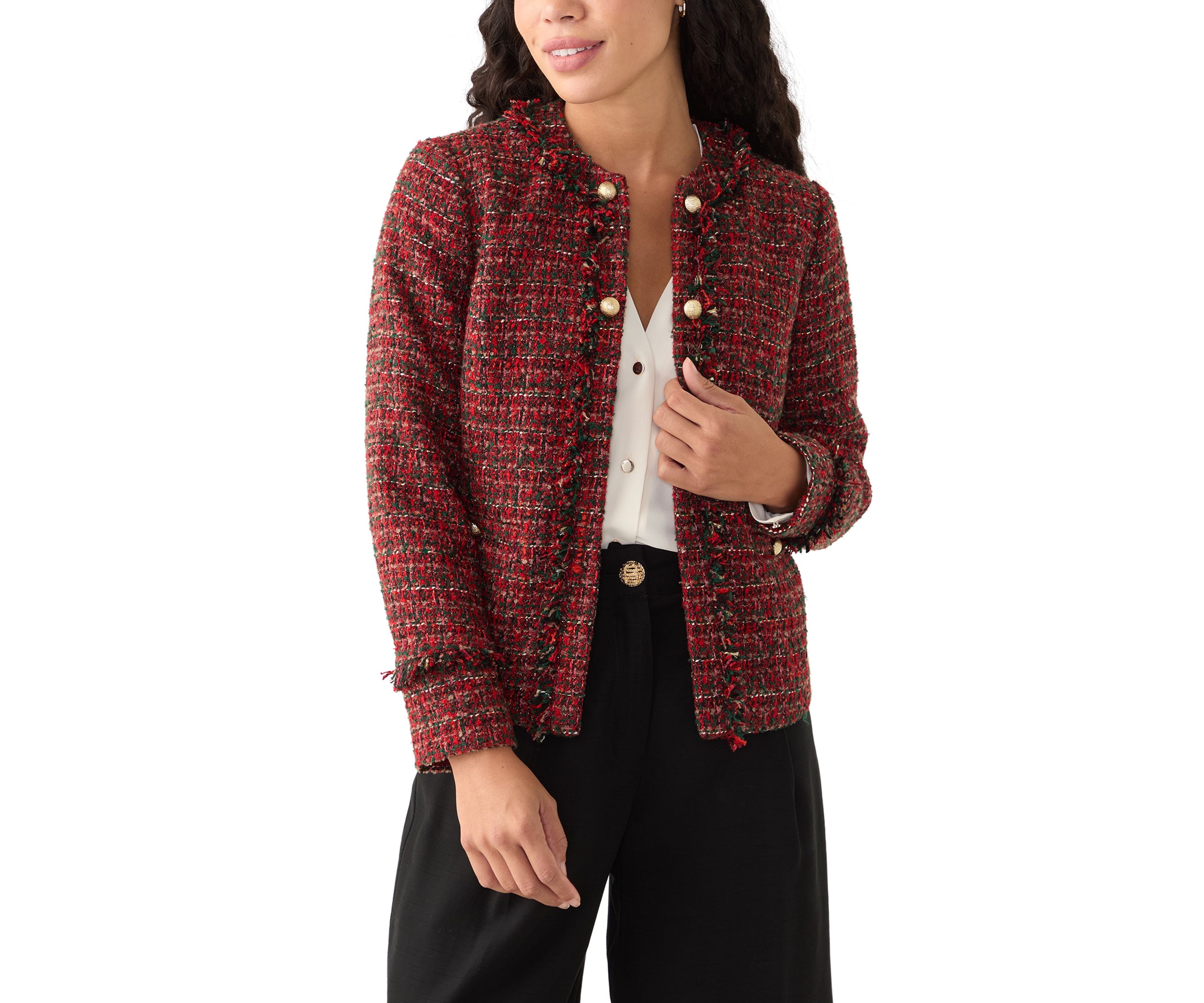 Petite Tweed Kissing Front Blazer
