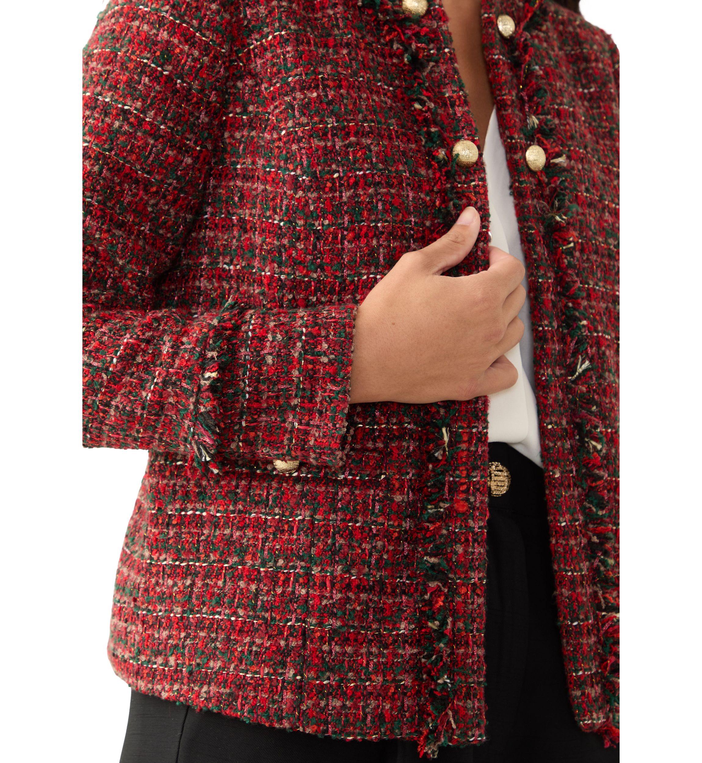 Petite Tweed Kissing Front Blazer