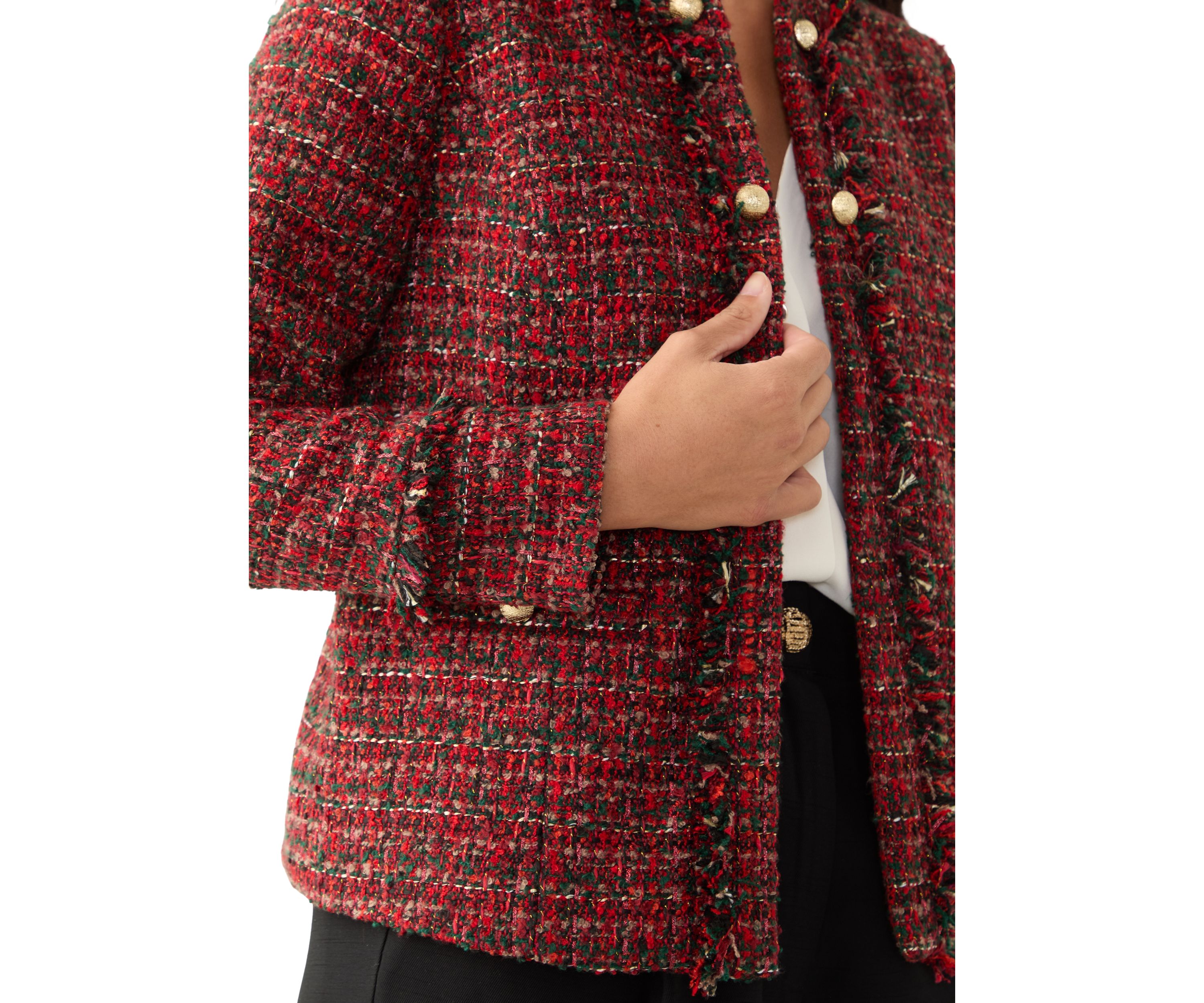 Petite Tweed Kissing Front Blazer