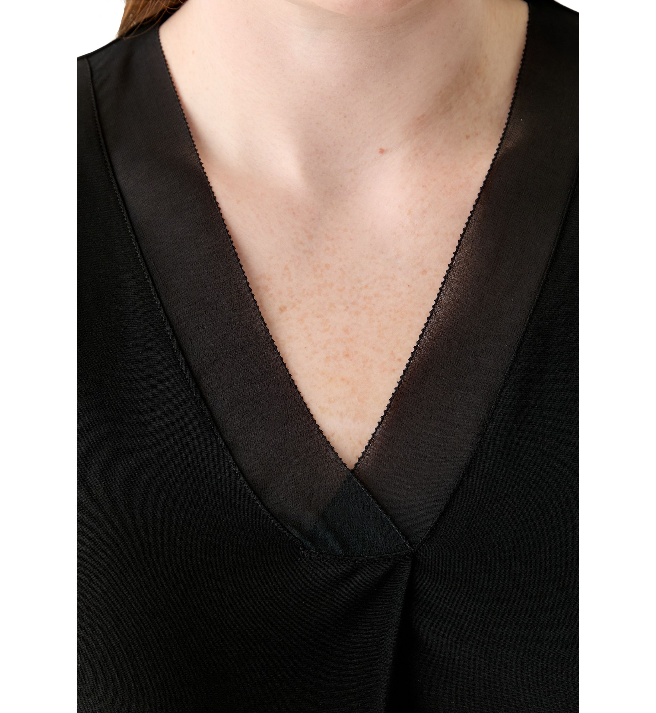 Plus Size Mixed Media Pleated Top