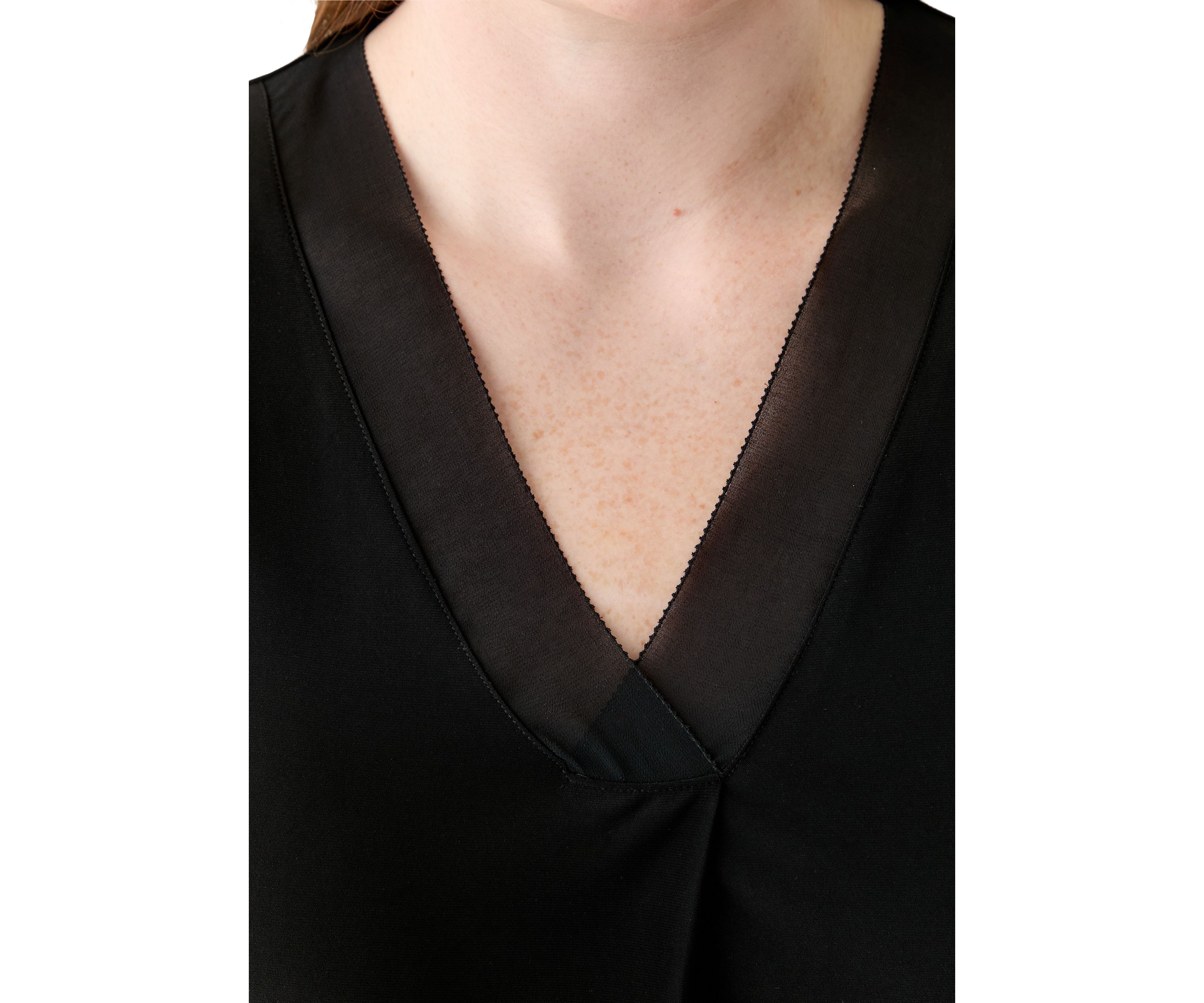 Plus Size Mixed Media Pleated Top