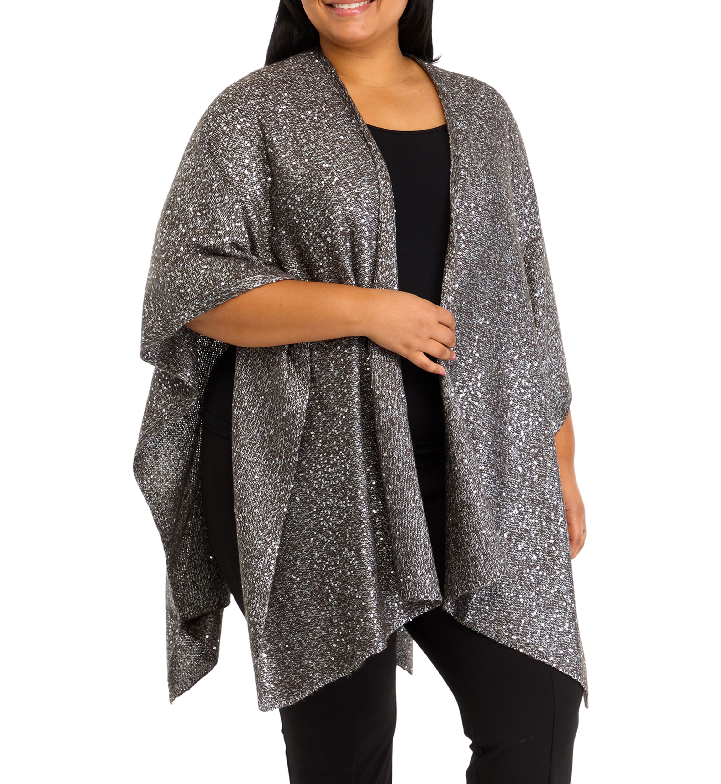 Plus Size Sequin Knit Cape