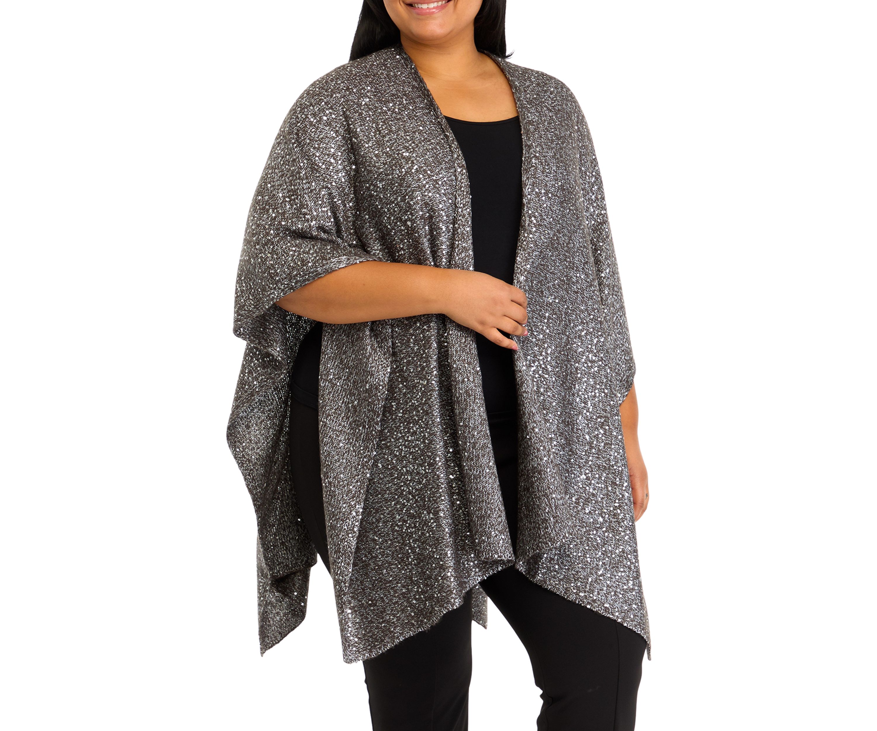 Plus Size Sequin Knit Cape