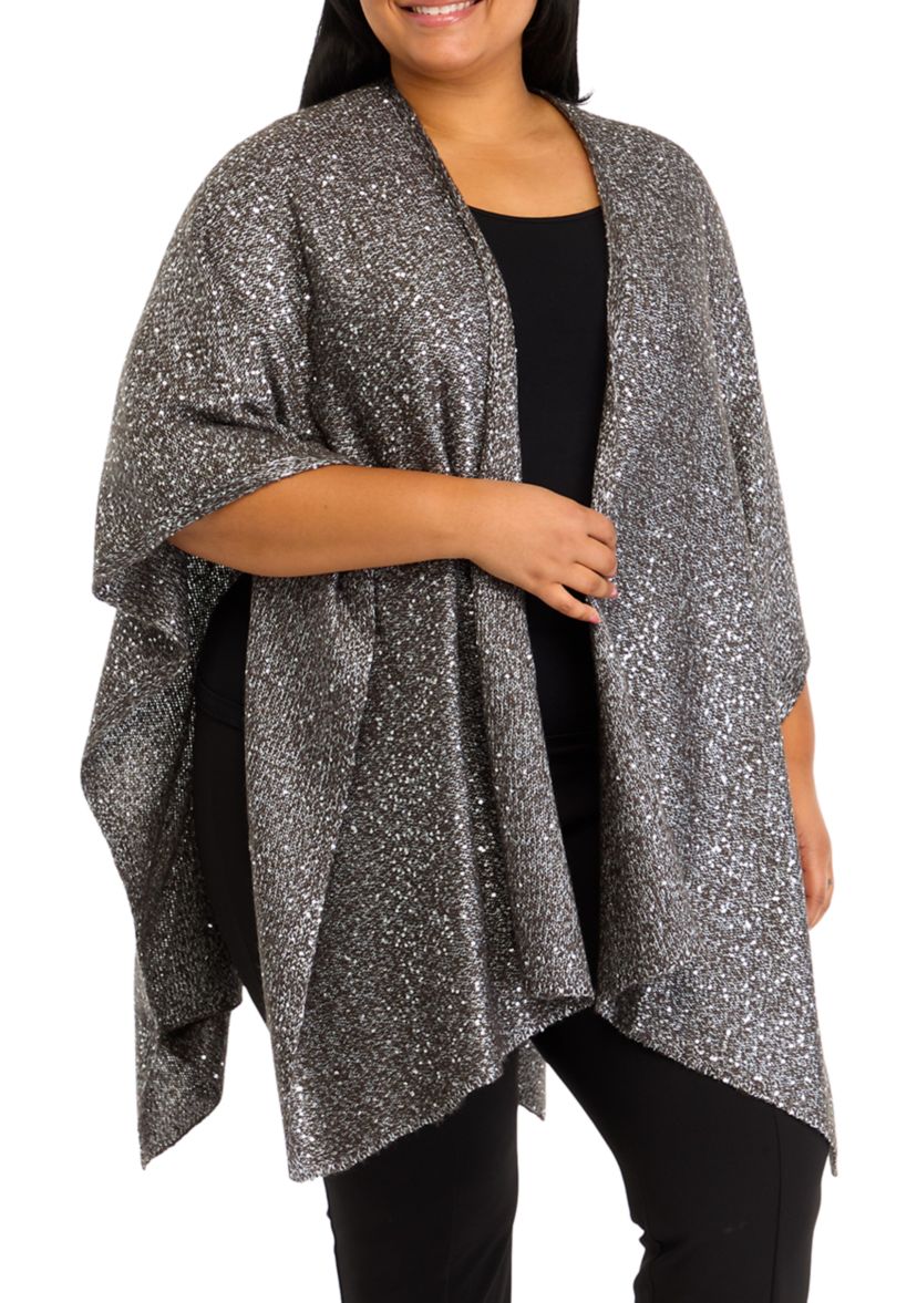 Plus Size Sequin Knit Cape