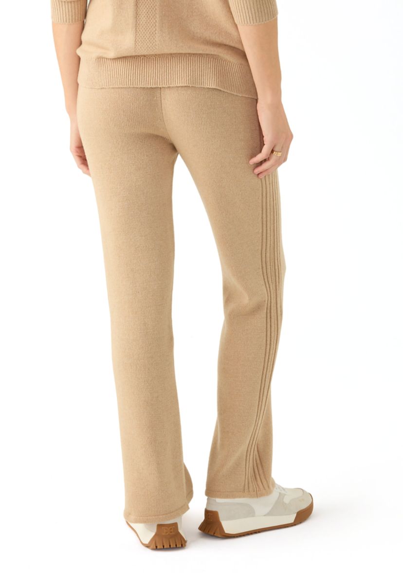 Petite Wide Leg Side Rib Sweater Pants