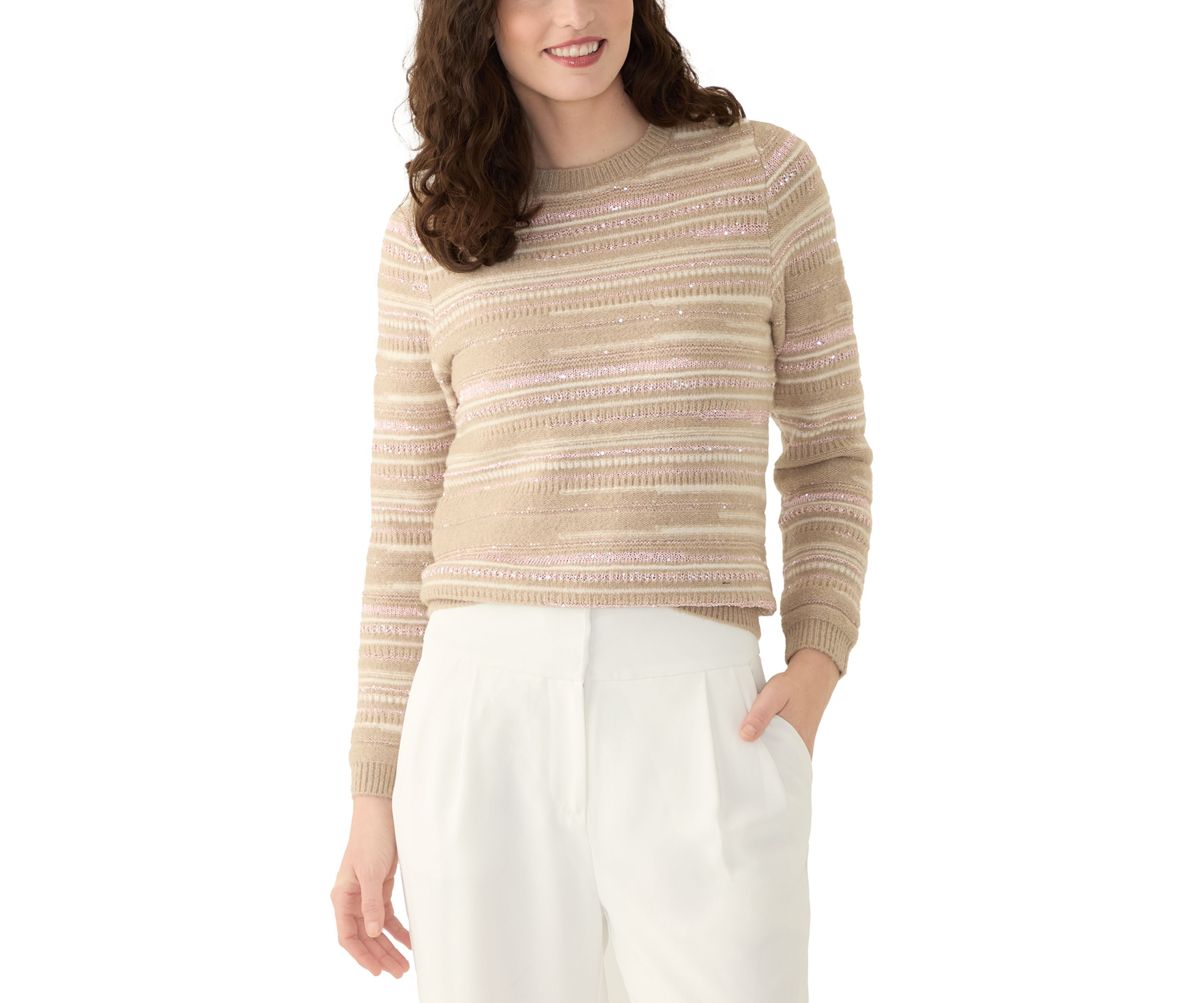 Womens Long Sleeve Multi Stitch Sweater 