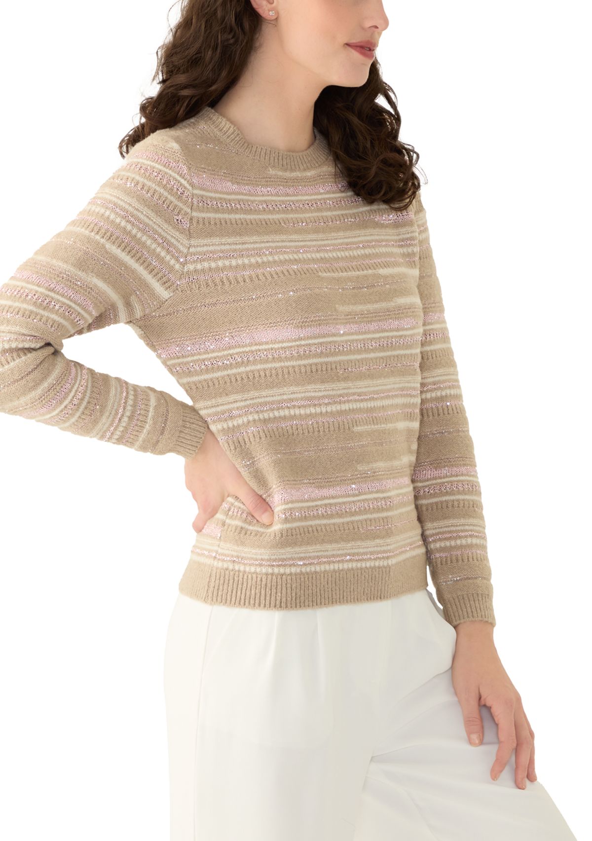 Womens Long Sleeve Multi Stitch Sweater 