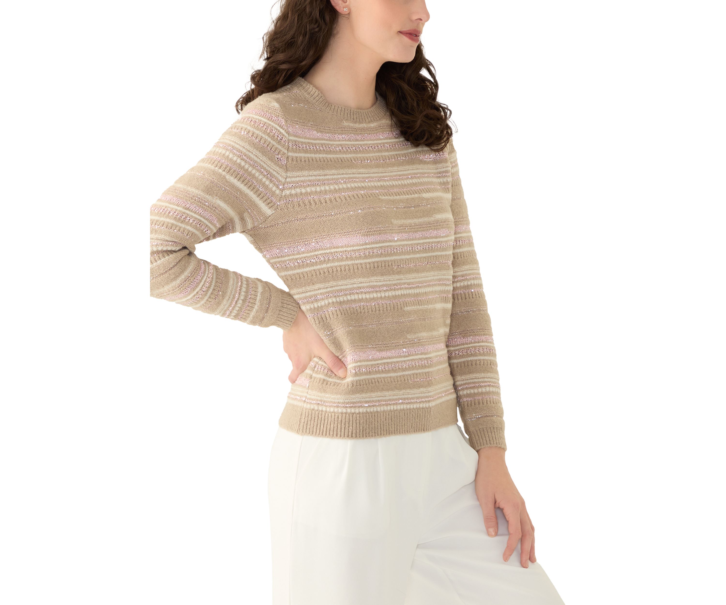 Womens Long Sleeve Multi Stitch Sweater 