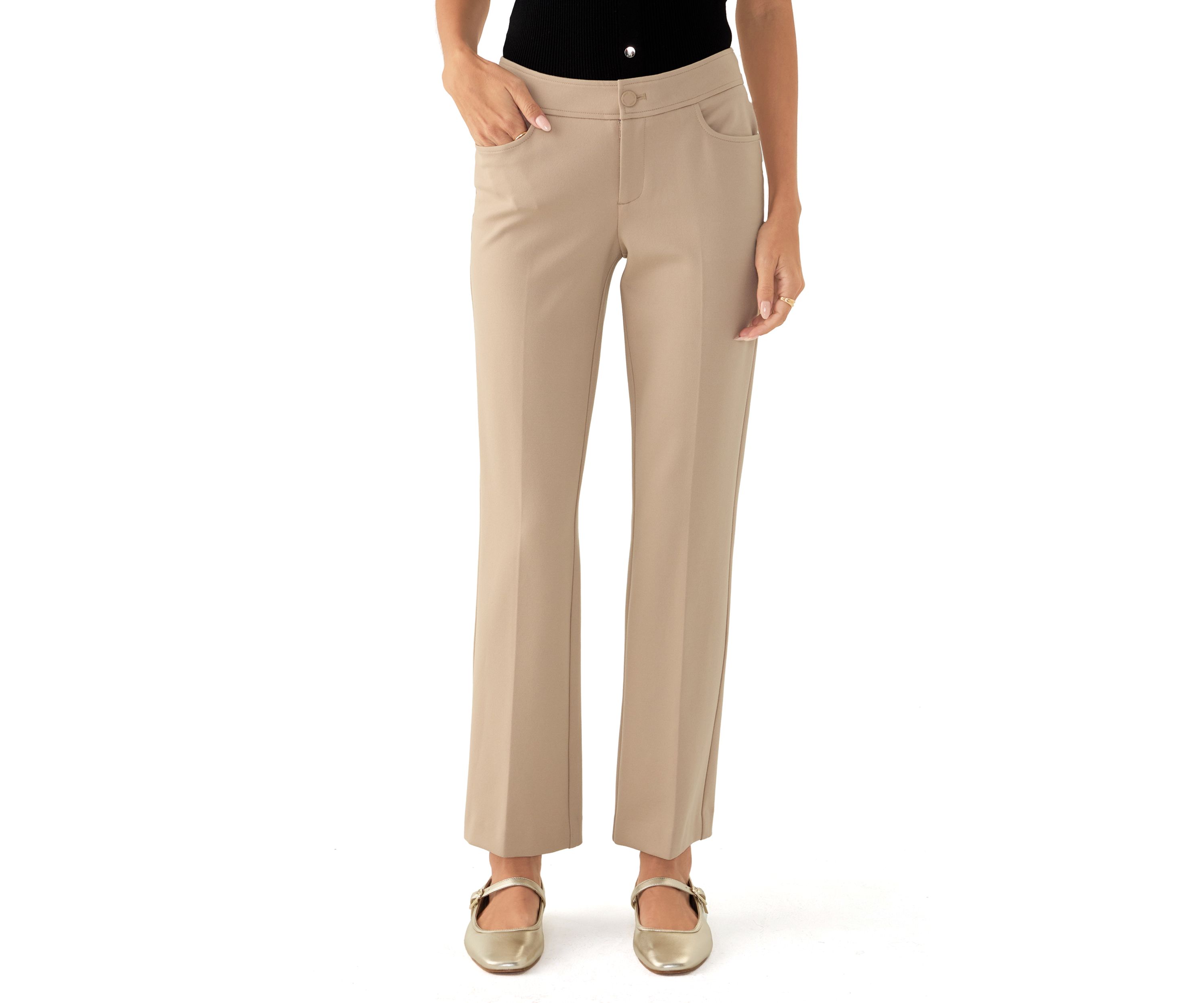 Petite Fly Front Bootleg Pants 