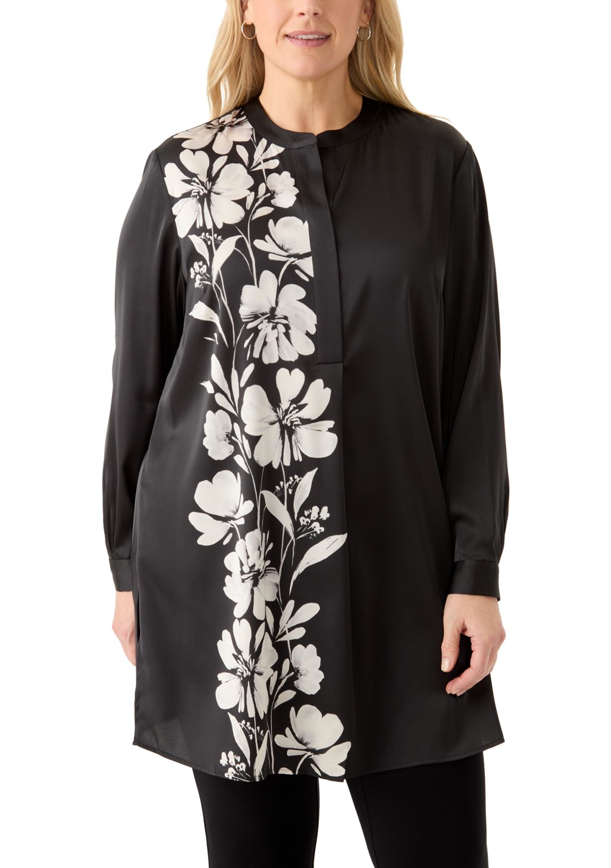 Plus Size Printed V-Neck Tunic