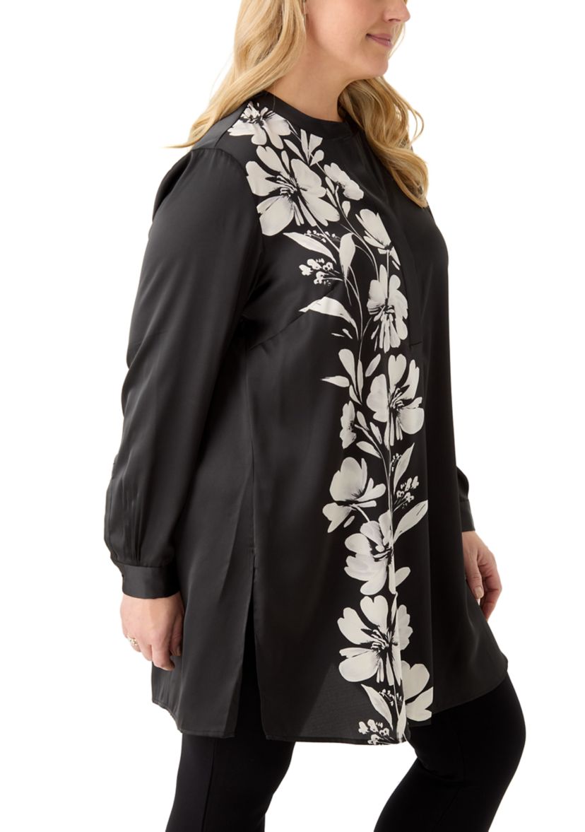 Plus Size Printed V-Neck Tunic