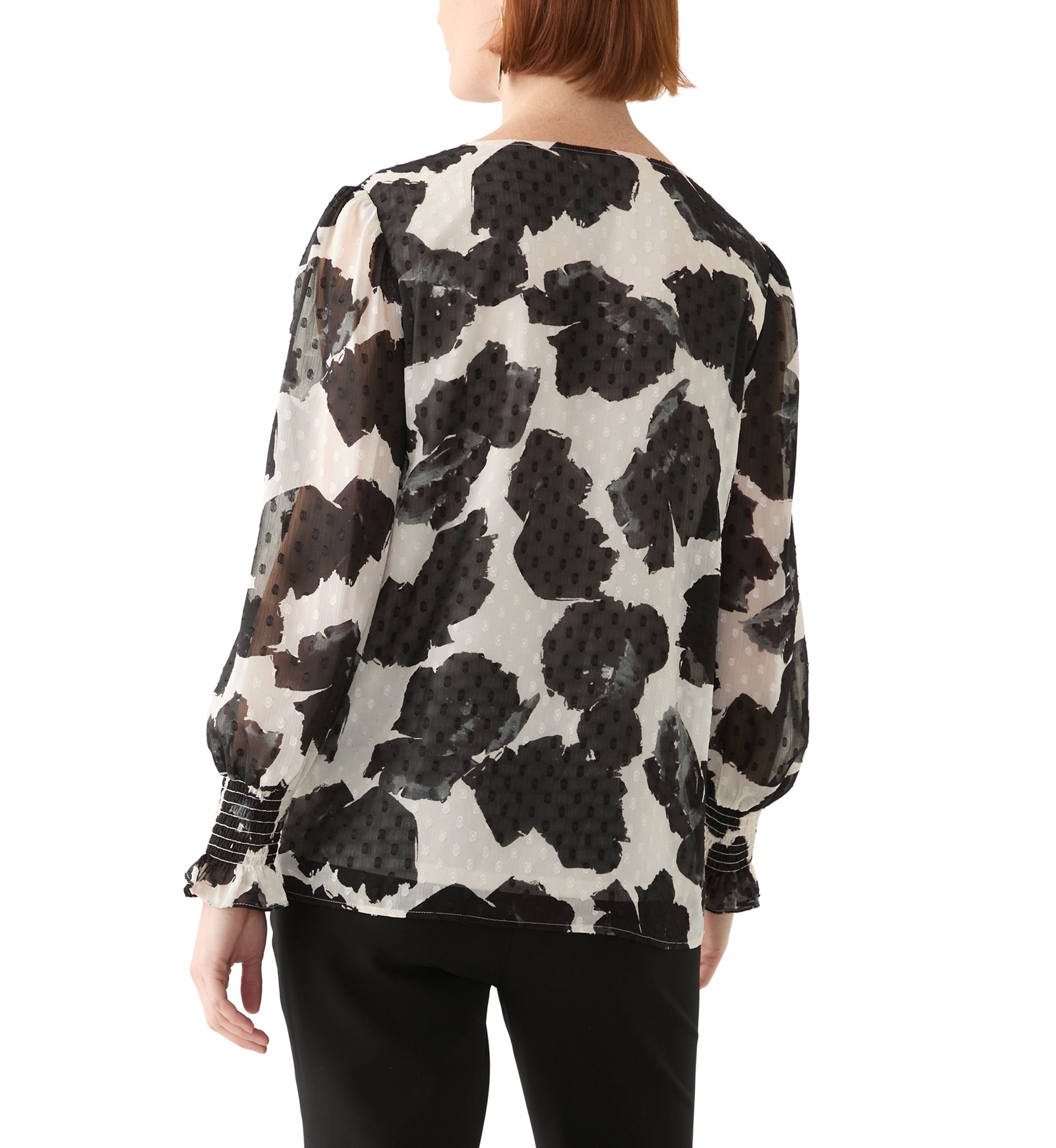 Womens Blouson Sleeve Printed Blouse