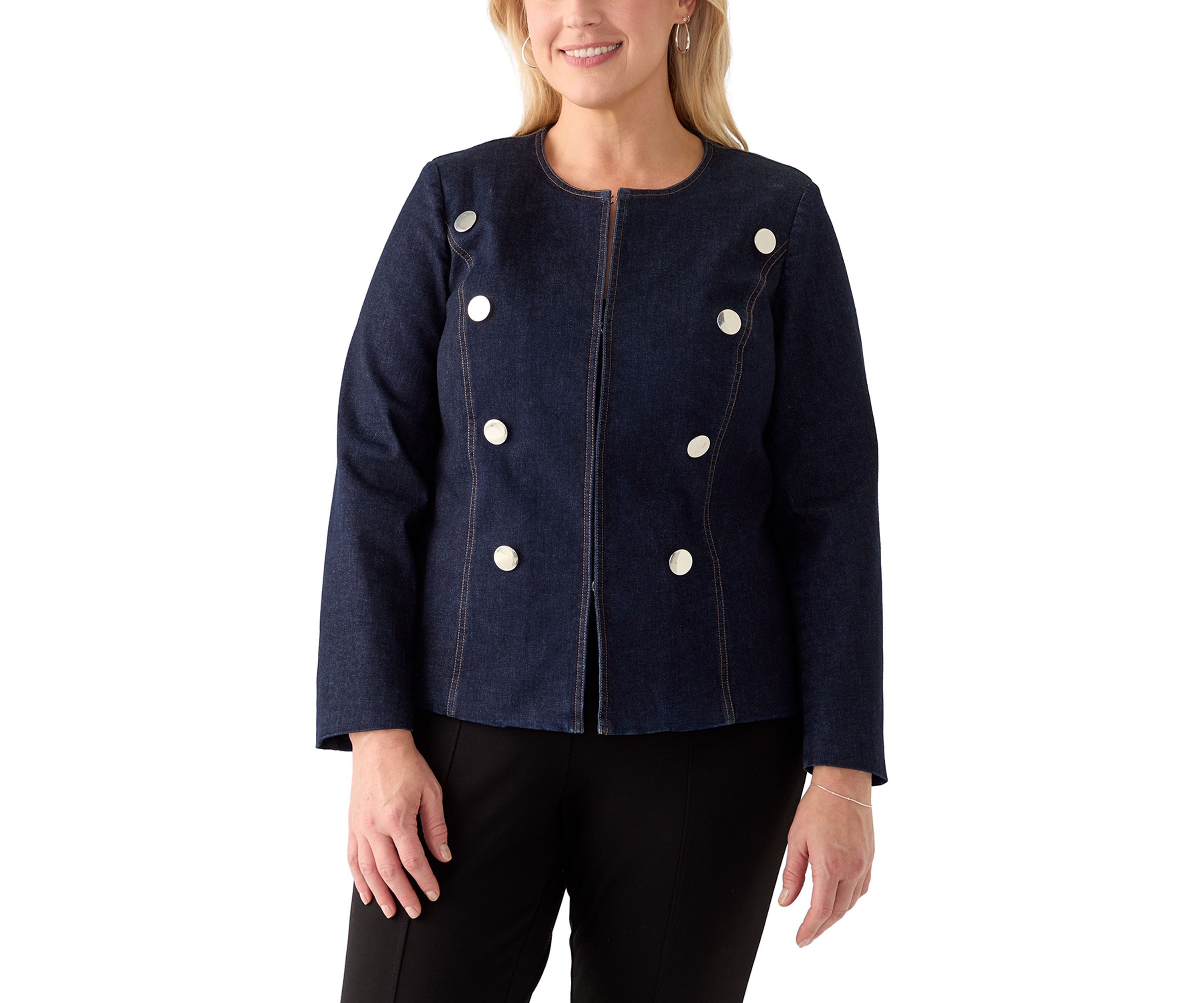 Plus Size Denim Band Jacket