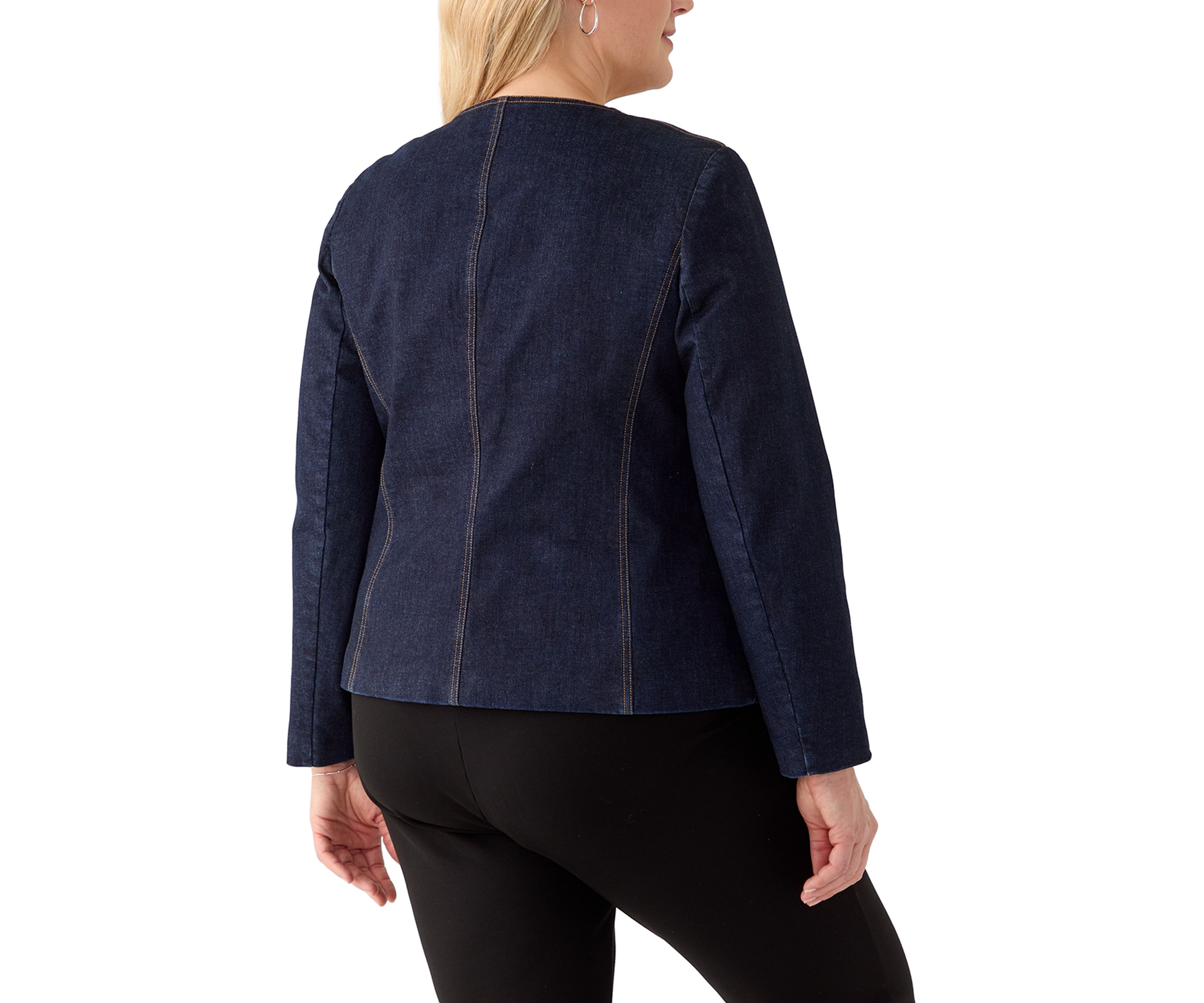 Plus Size Denim Band Jacket