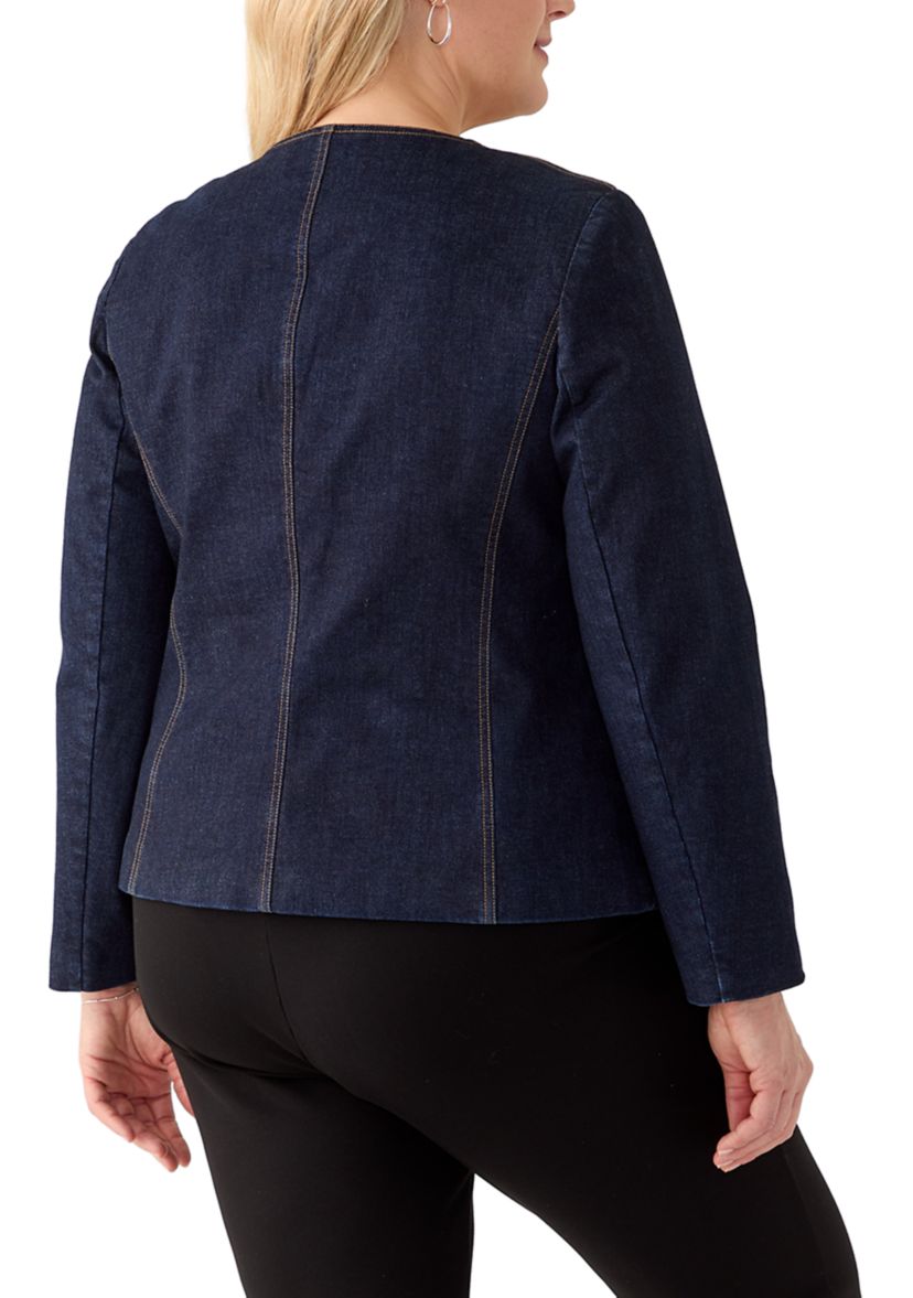 Plus Size Denim Band Jacket
