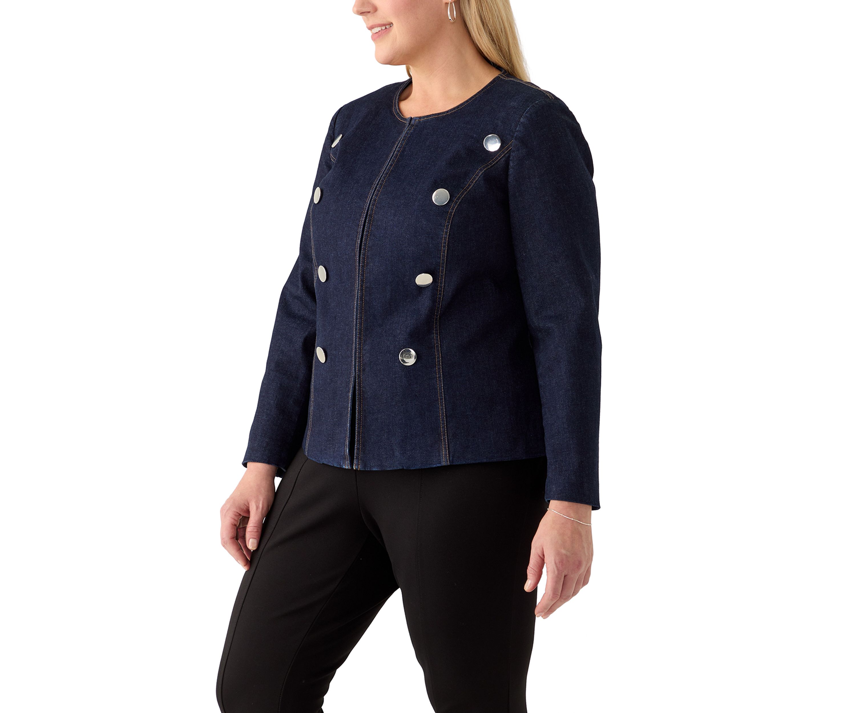 Plus Size Denim Band Jacket