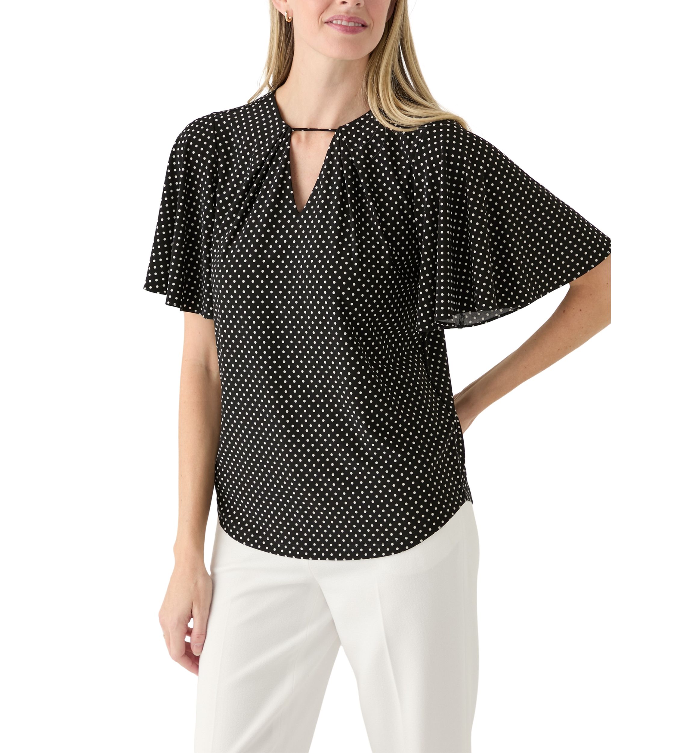 Womens Short Sleeve Printed Knit Top 