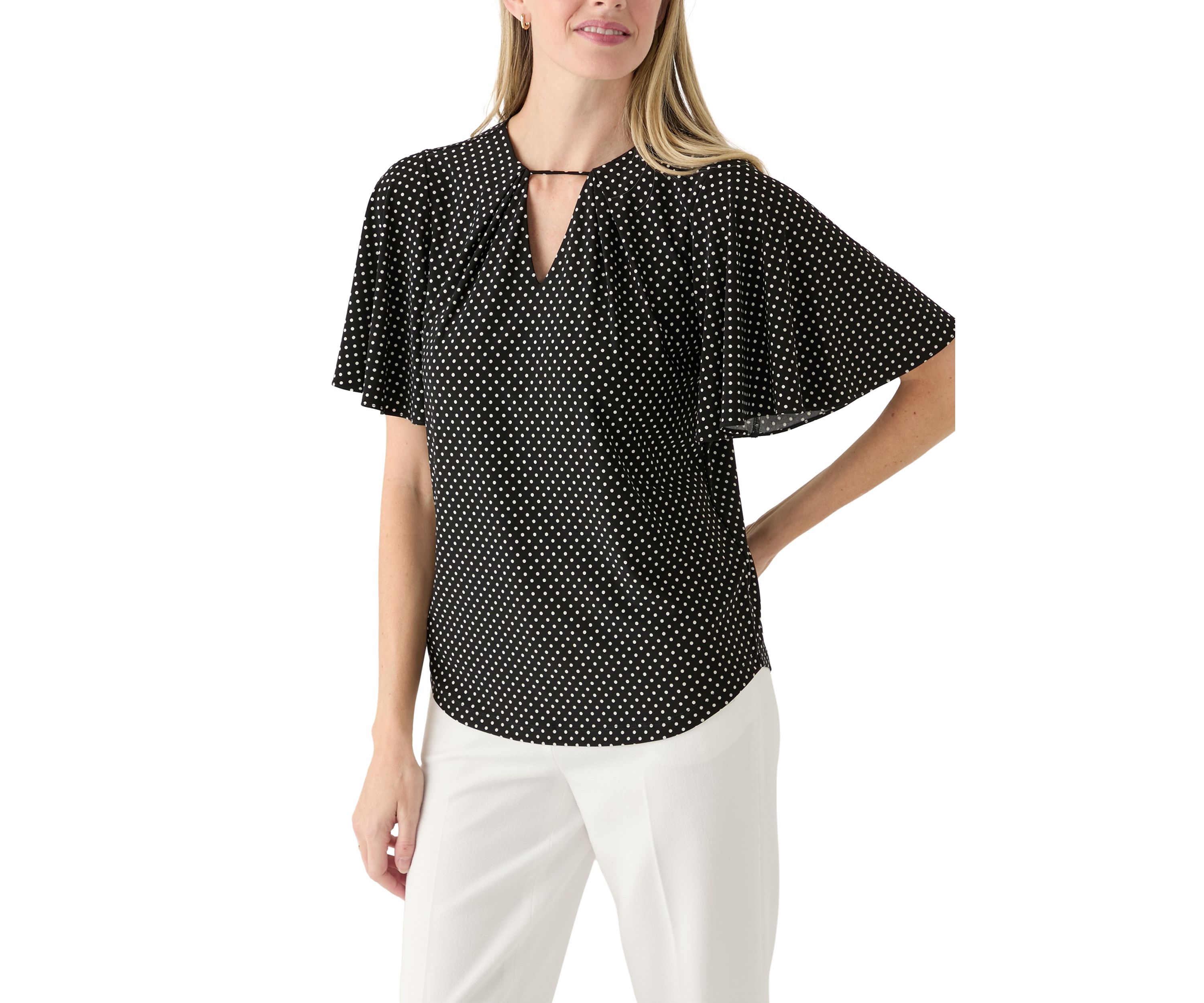 Womens Short Sleeve Printed Knit Top 