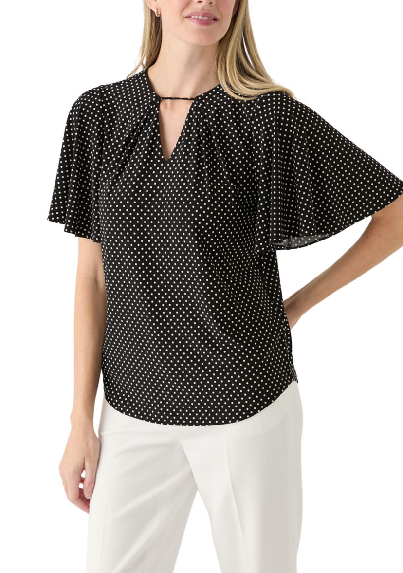Womens Short Sleeve Printed Knit Top 