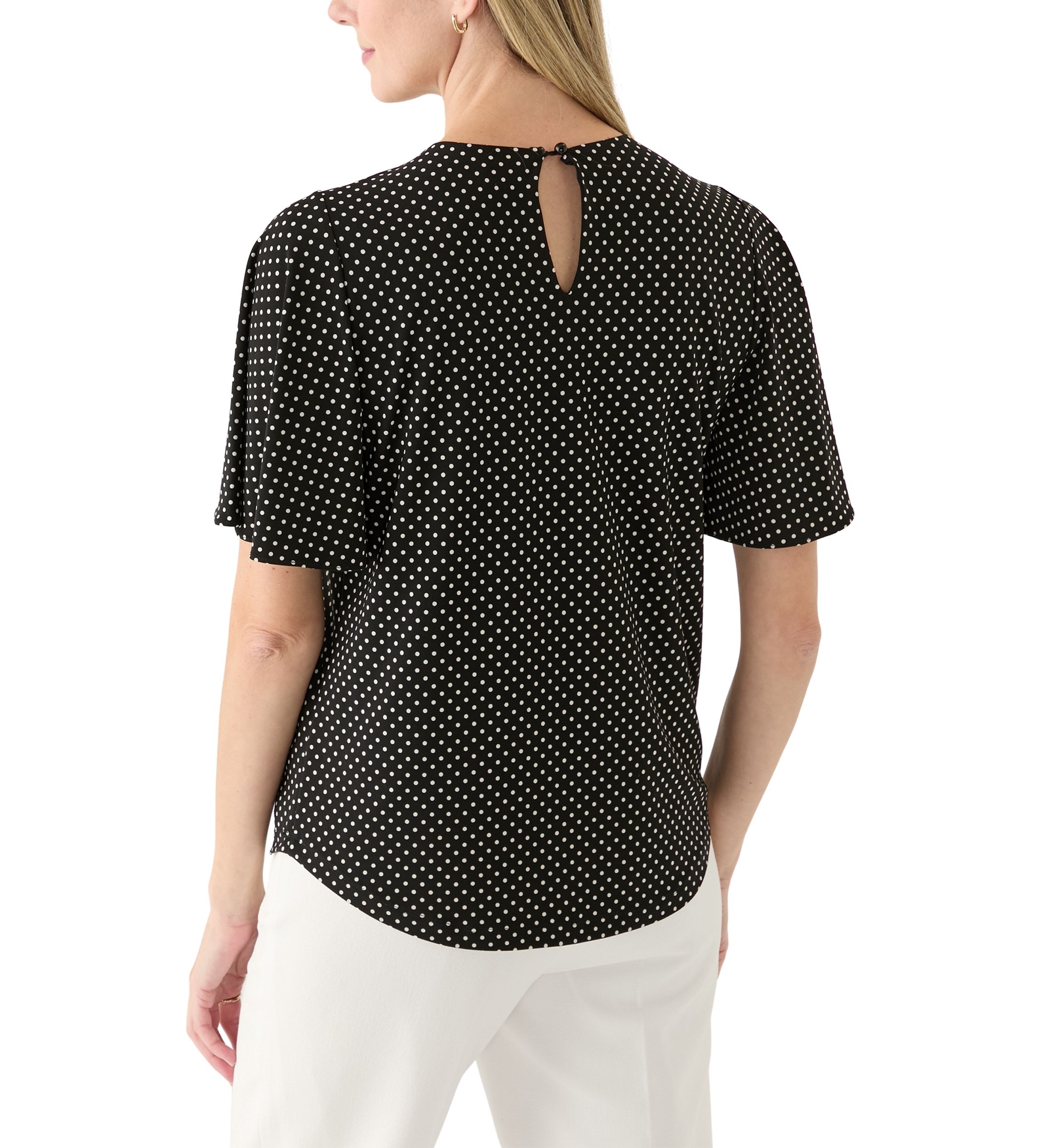 Womens Short Sleeve Printed Knit Top 