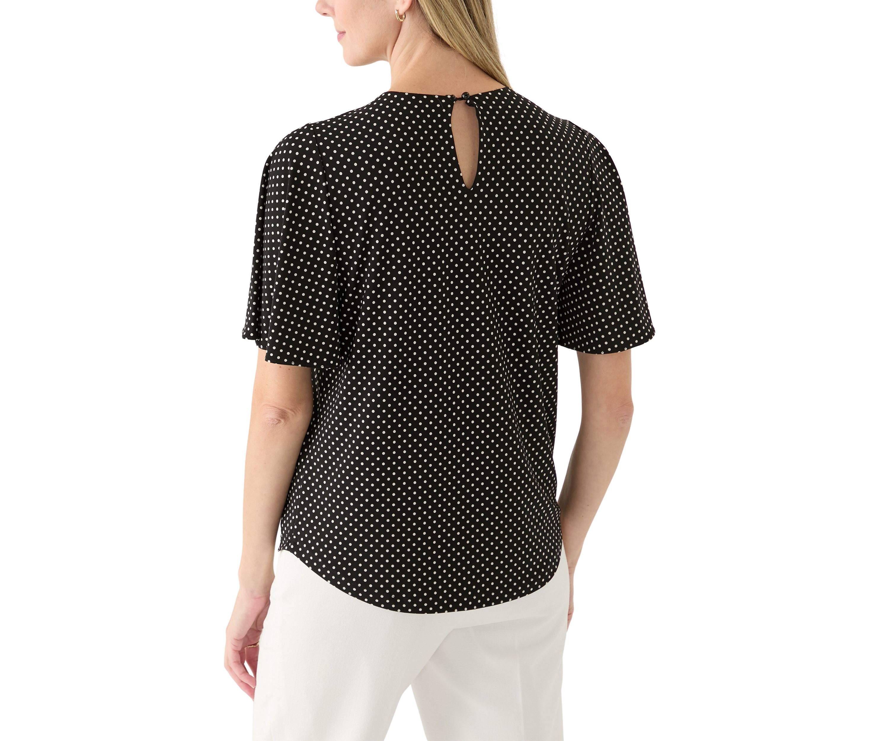 Womens Short Sleeve Printed Knit Top 