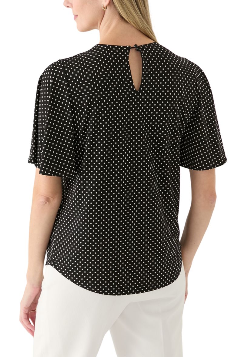 Womens Short Sleeve Printed Knit Top 