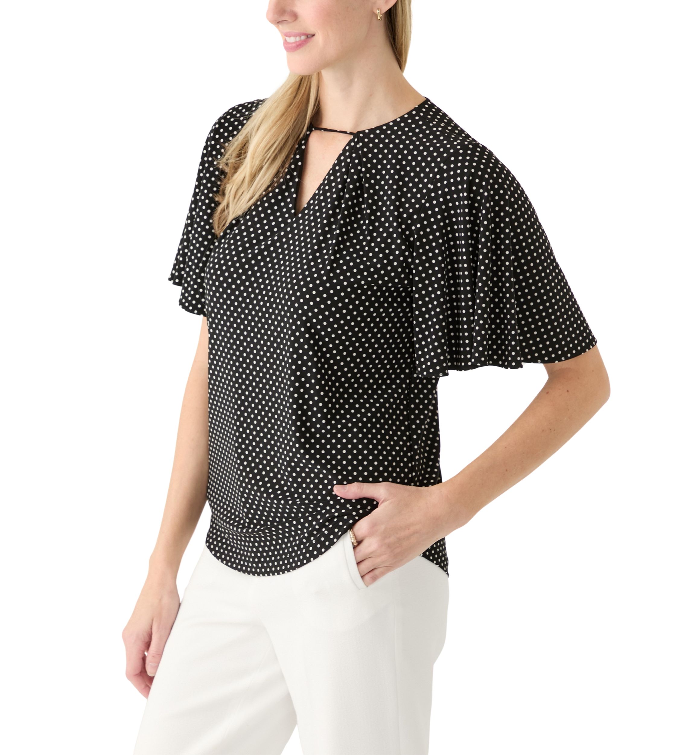 Womens Short Sleeve Printed Knit Top 