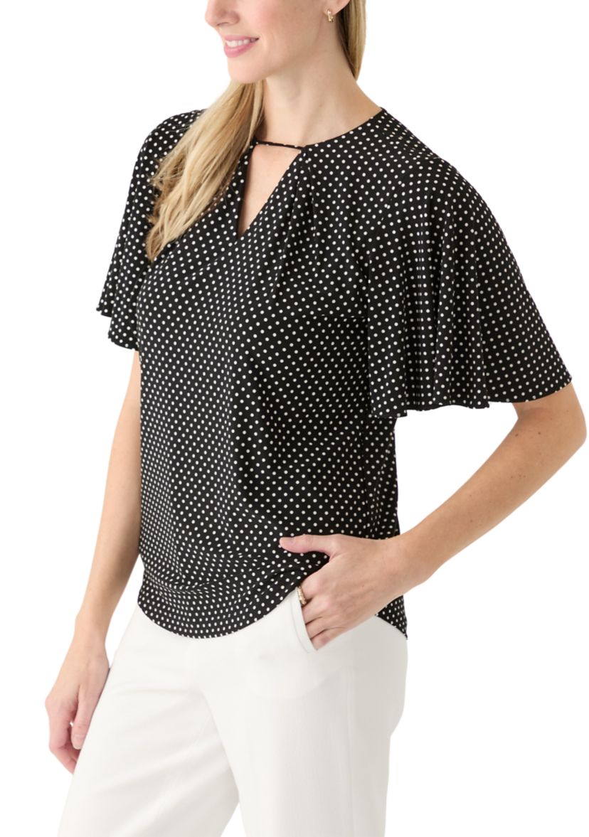 Womens Short Sleeve Printed Knit Top 