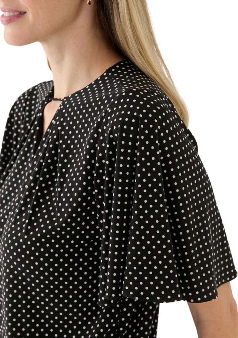 Womens Short Sleeve Printed Knit Top 